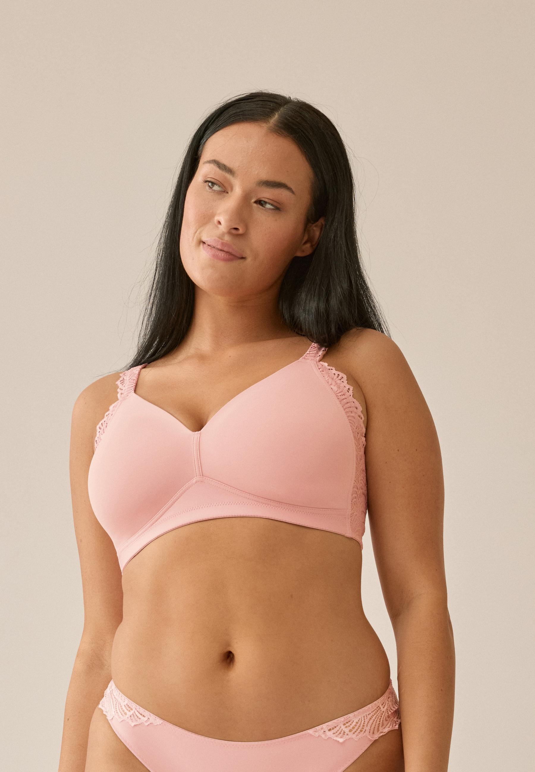 BüGelloser Bh Naturana "The Friday", Damen, Gr. 85, Cup D, Pink (Pink Rose), Obermaterial: 87% Polyamid, 13% Elasthan, Unifarben, Bequem, Bhs, Vorgeformte Cups, Breite TräGer, Ohne BüGel, Mit Spitze, Bequem