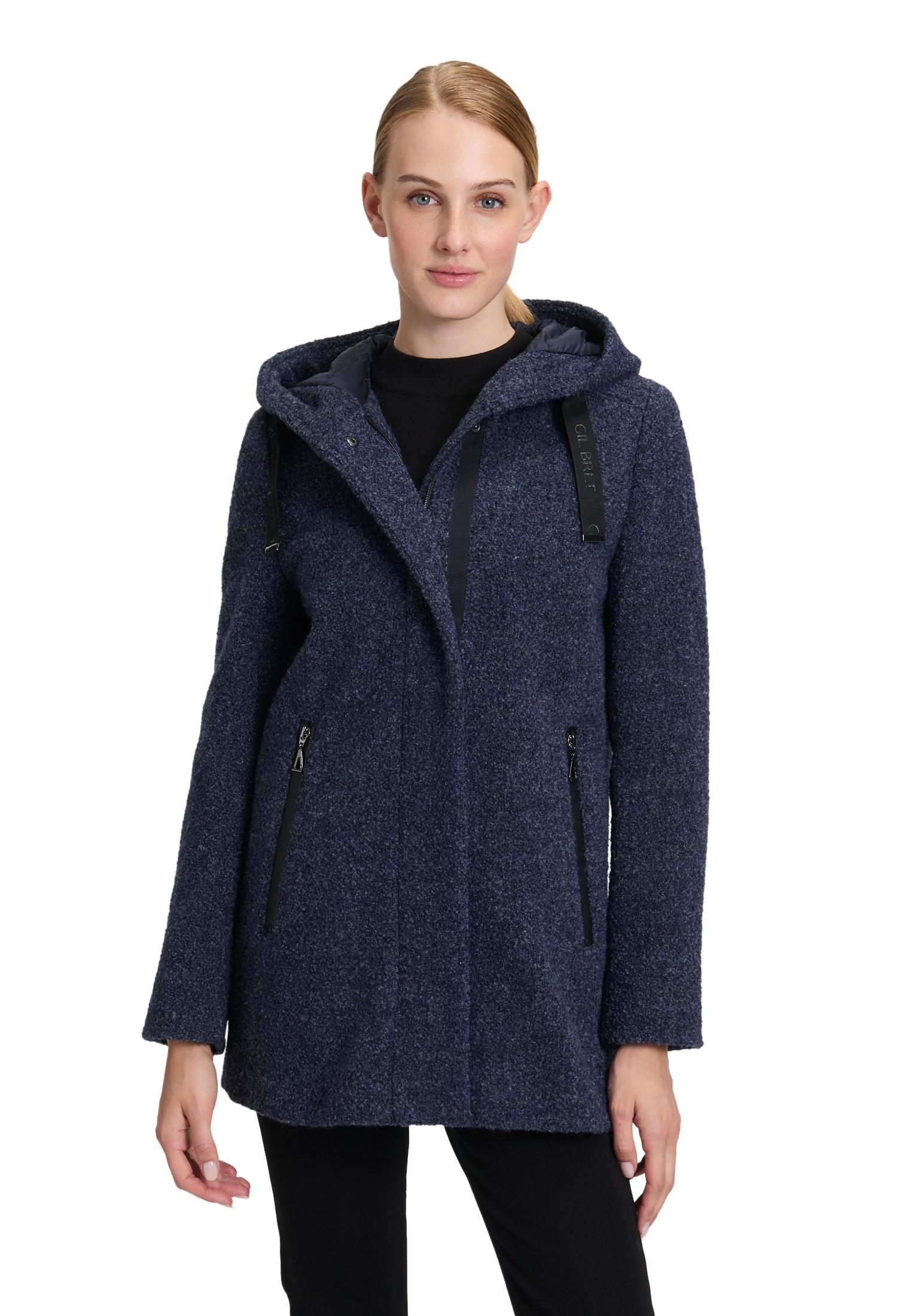 Wolljacke Gil Bret, Damen, Gr. 48, Blau (Moonlight Blau Melange), Web, Obermaterial: 32% Baumwolle, 27% Polyester, 18% Wolle, 18% Polyacryl, 5% Sonstige Fasern, Unifarben, Bequem Po-Bedeckend, Rundhals, Jacken, Mit Kapuze