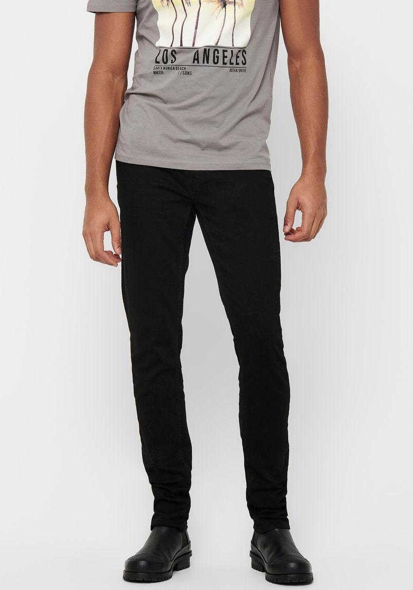 Slim-Fit-Jeans Only & Sons "Onsloom Slim Lbd 8263 Azg Dnm Noos", Herren, Gr. 30, LäNge 34, Schwarz, Denim/Jeans, Obermaterial: 99% Baumwolle, 1% Elasthan, Abriebeffekte, Schmal KnöChellang, Jeans Slim-Fit-Jeans