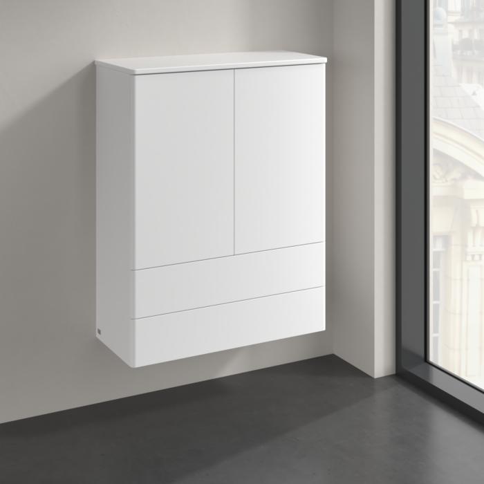 Villeroy und Boch Antao Highboard K47000MT 2 Türen, 814 x 1039 x 356 mm, Front ohne Struktur, white matt lacquer