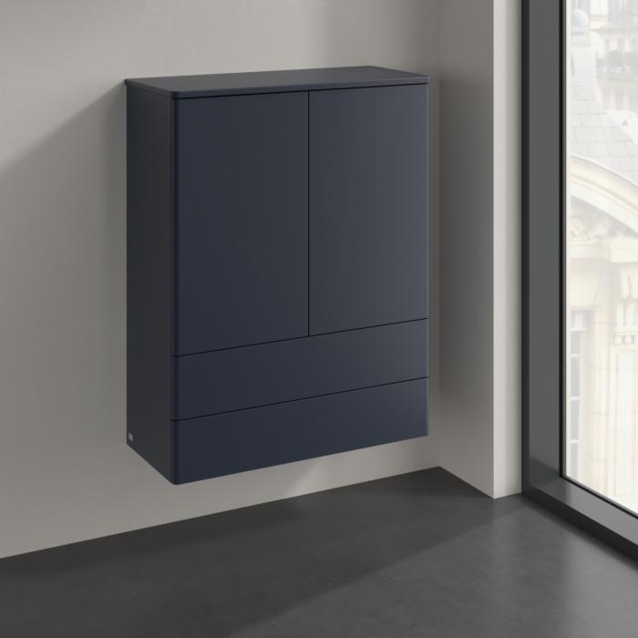 Villeroy Und Boch Antao Highboard K47000HG 2 TüRen, 814 X 1039 X 356 Mm, Front Ohne Struktur, Midnight Blue Matt Lacquer / Midnight Blue Matt Lacquer