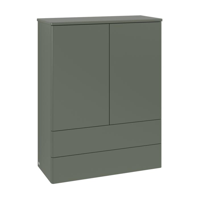 Villeroy Und Boch Antao Highboard L47000HL Mit Beleuchtung, 2 TüRen, 814 X 1039 X 356 Mm, Front Ohne Struktur, Leaf Green Matt Lacquer / Leaf Green Matt Lacquer