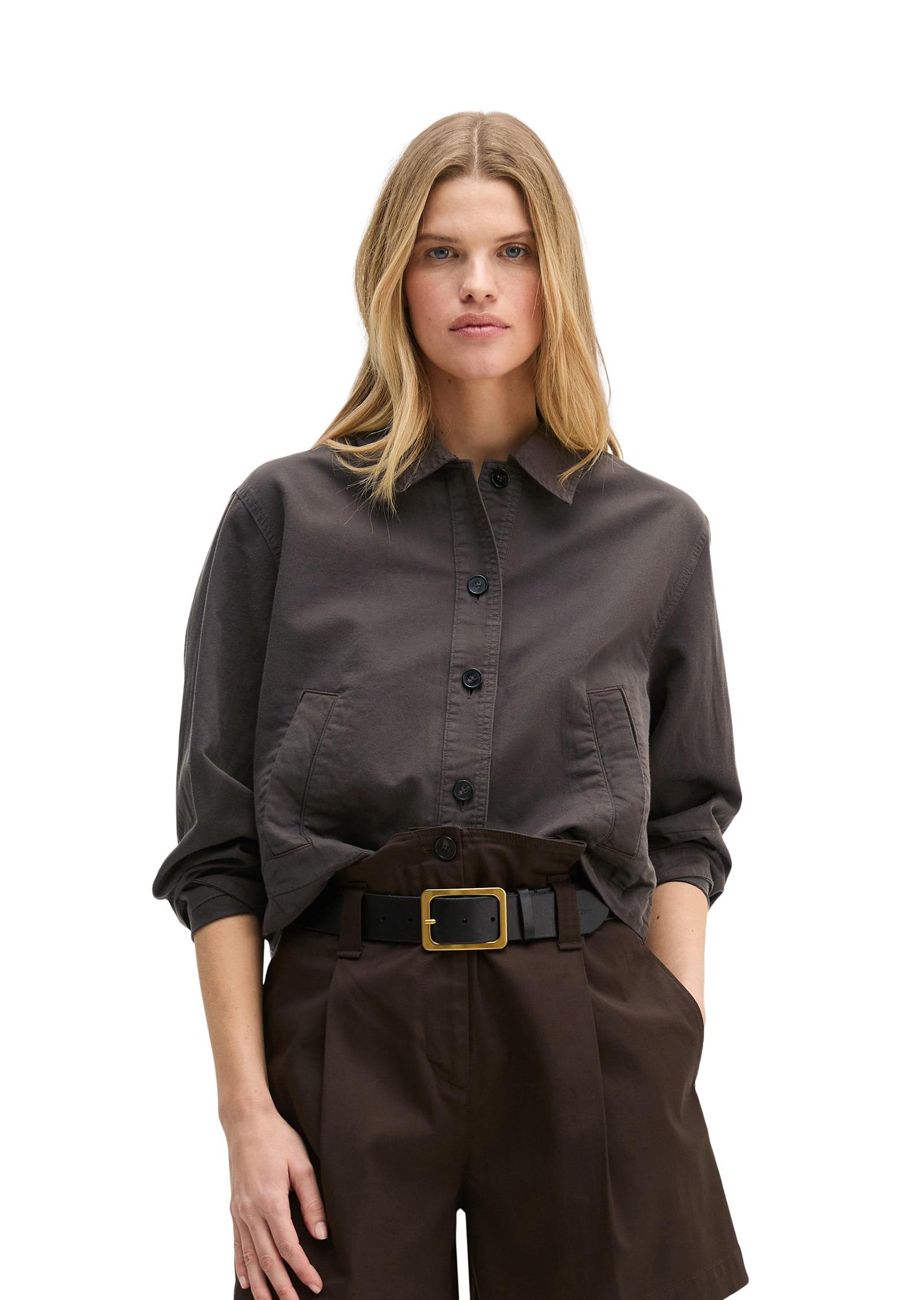 Kurzjacke Marc O'polo "Aus Organic Cotton-Lyocell-Leinen-Mix", Damen, Gr. 38, Burnt Coffee, Obermaterial: 54% Baumwolle, 23% Lyocell, 23% Leinen, Unifarben, Jacken Kurzjacke