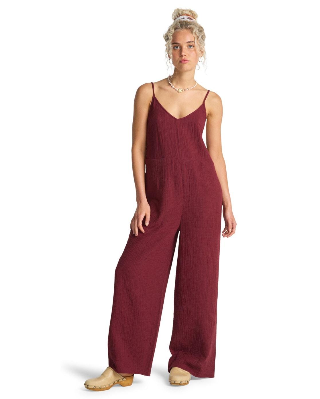 Jumpsuit Billabong "Only In Dreams", Damen, Gr. M, Us-GrößEn, Cranberry, Obermaterial: 100% Baumwolle., Overalls Jumpsuit
