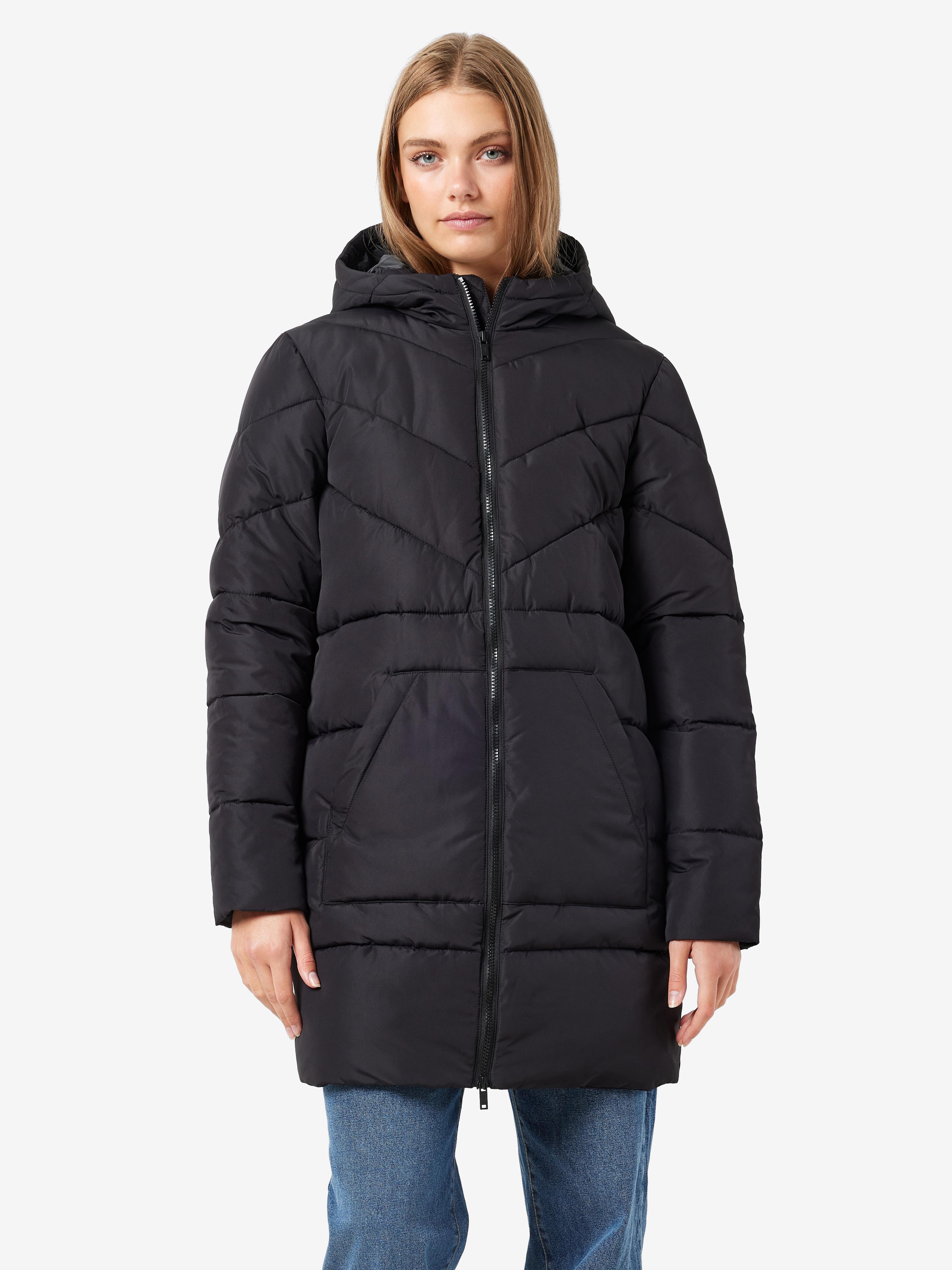 Steppmantel Noisy May "Nmdalcon L/S Long Jacket Noos Fwd", Damen, Gr. M, Schwarz, Web, Obermaterial: 100% Polyester, Unifarben, MäNtel Steppmantel