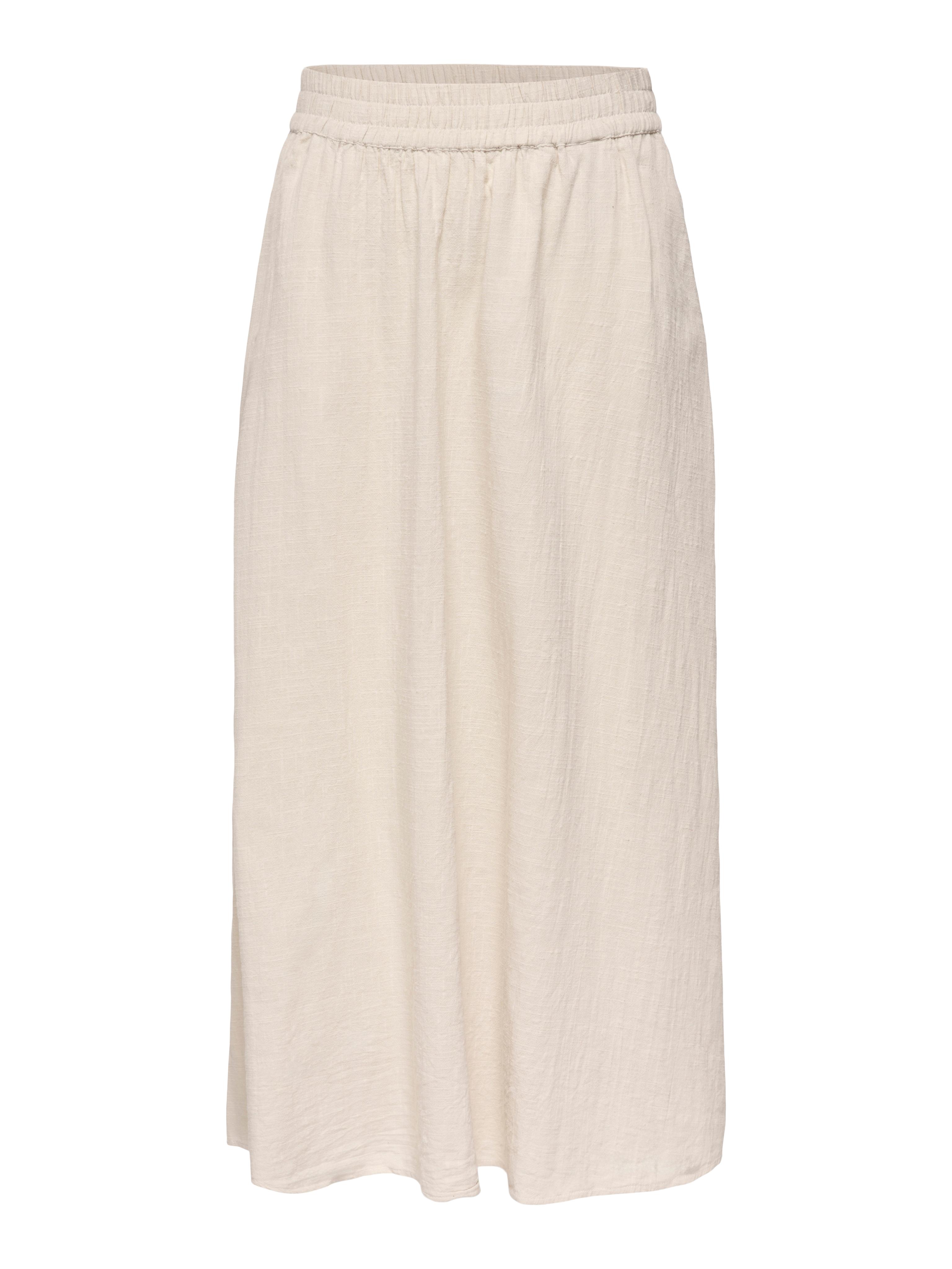 Maxirock Only "Onltizana Long Skirt Wvn Noos", Damen, Gr. Xl (42), Beige (Silber Lining), Web, Obermaterial: 100% Baumwolle, Unifarben, Lang, RöCke Maxirock