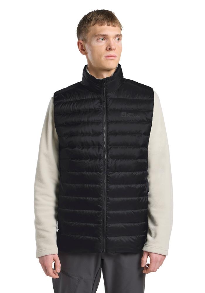 Daunenweste JACK WOLFSKIN "PILVI DOWN VEST M", Herren, Gr. XXL (58), schwarz, Obermaterial: 100% POLYESTER. Füllung: 90% ENTENDAUNEN, 10% FEDER. Futter: 100% POLYESTER, Westen Daunenweste