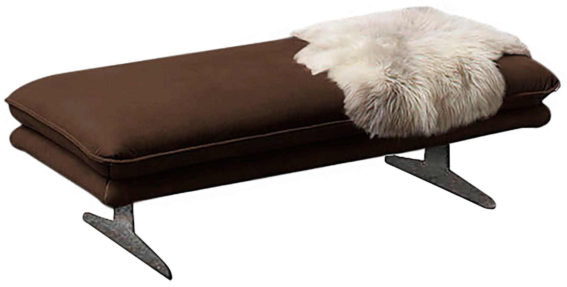 Polsterhocker W.SCHILLIG, braun (chocolate s37), B:145cm H:43cm T:71cm, Stoff S37 (100% Polyester): Luxus-Microfaser in Lederoptik, Hocker, Polsterhocker, Füße in Chrom glänzend