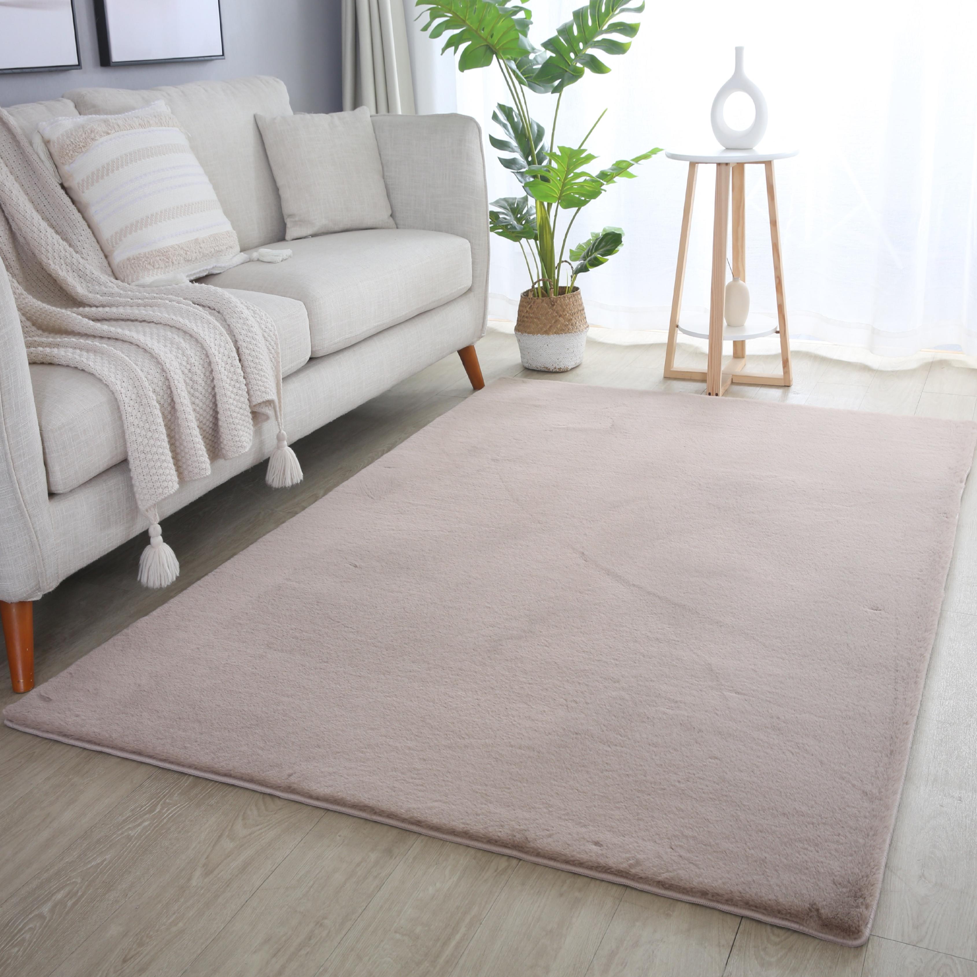 Hochflor-Teppich Ayyildiz Teppiche "Pouffy 5100", Beige, B:200Cm H:20Mm L:290Cm, Polyester, Teppiche, LäUfer, Weicher Glatter Softflor, Kaninchen Fell Haptik, Waschbar