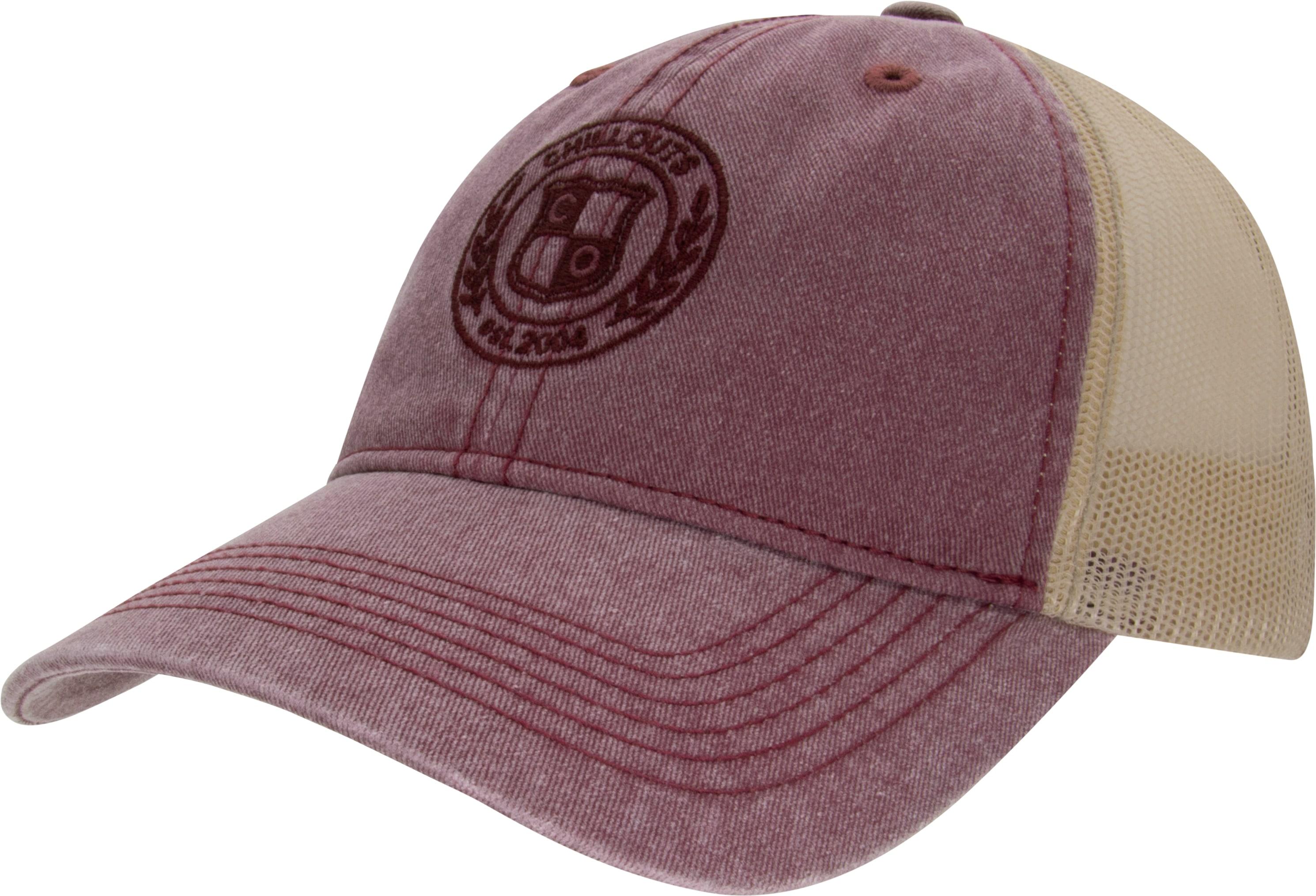Baseball Cap CHILLOUTS "Milton Hat", Damen, bordeaux, Materialmix, Caps Baseball Cap, Vintage-Look Baseballkappe mit Wappen-Stickerei