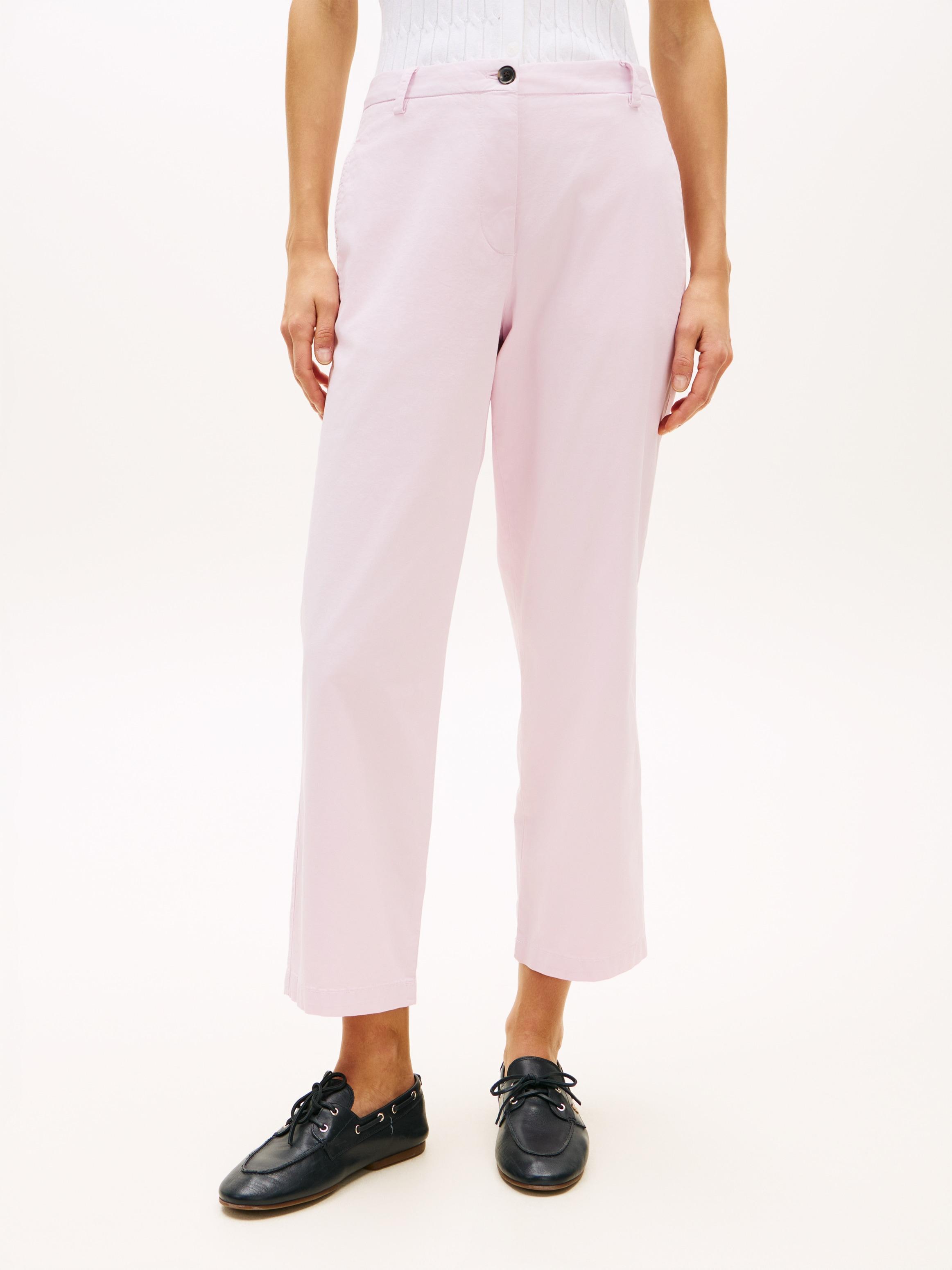 Chinohose Tommy Hilfiger "Co Gmd Slim Straight Chino", Damen, Gr. 36, N-Gr, Lila Powder, Web, Obermaterial: 65% Baumwolle, 33% Lyocell, 2% Elasthan, Unifarben, Straight Fit Lang, Hosen Chinohose, Mit Mittlerer LeibhöHe