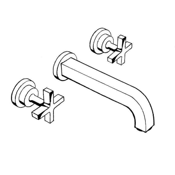 Hansgrohe Axor Citterio Fertigmontageset 39143000 Unterputz-3-Loch-Waschtischarmatur, Mit Kreuzgriffen, Chrom