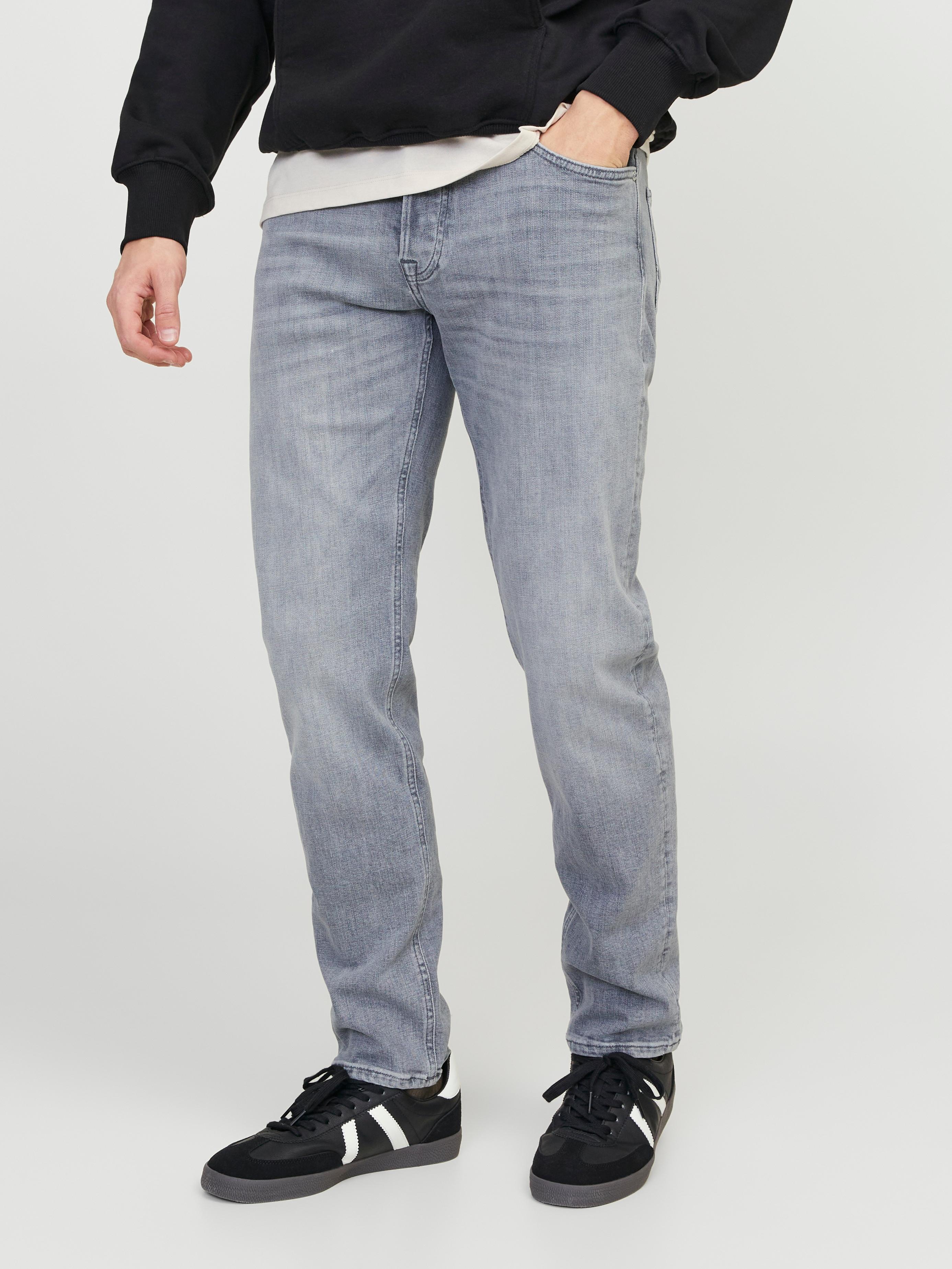 Tapered-Fit-Jeans Jack & Jones "Jjimike Jjoriginal Cj Sn", Herren, Gr. 36, LäNge 32, Blau (Grau Denim), Denim/Jeans, Obermaterial: 95% Baumwolle, 3% Elastomultiester, 2% Elasthan, Abriebeffekte, Bequem Lang, Jeans, Mit Five-Pocket-Design