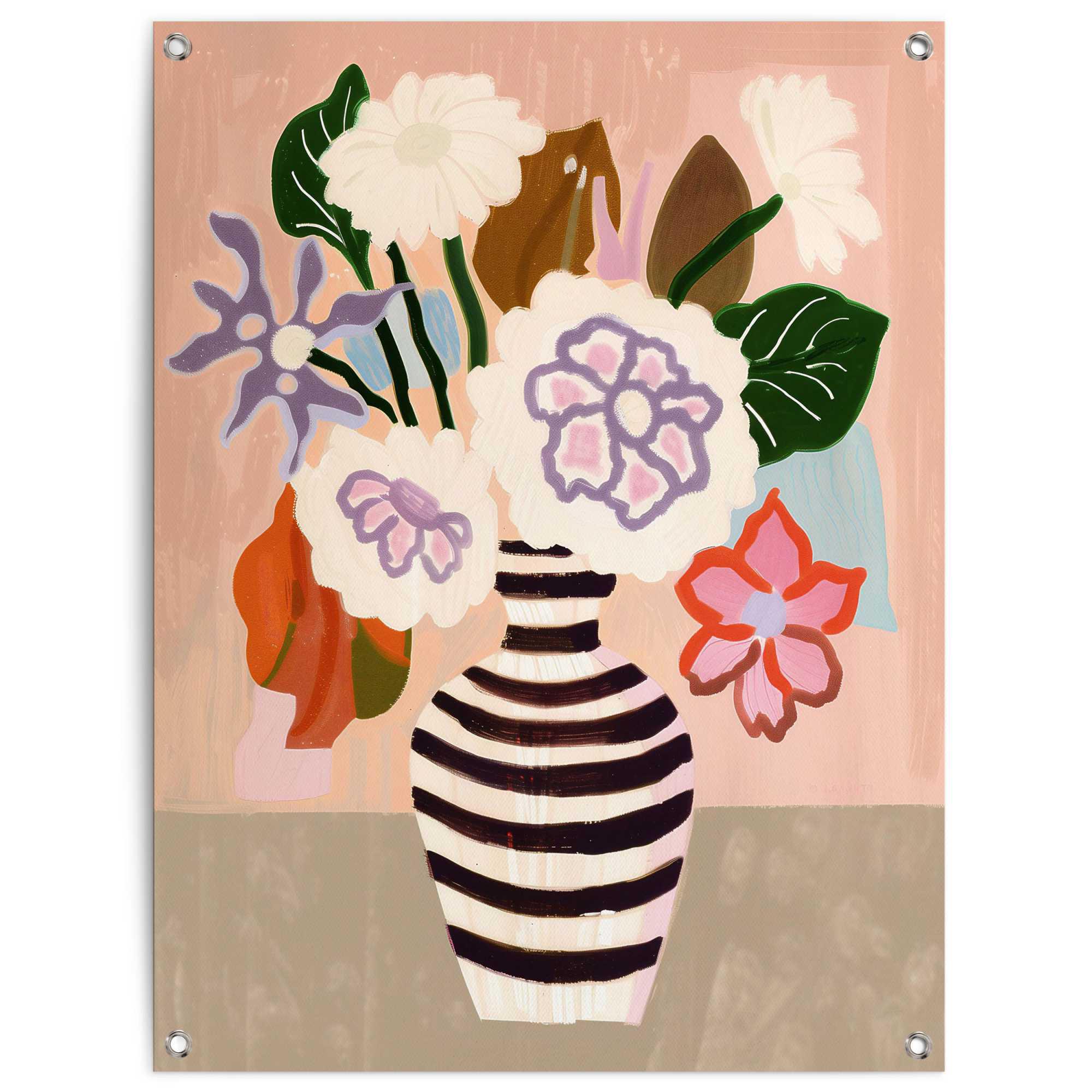 Poster REINDERS "Black White Striped Vase", bunt (farbe bild(er): mehrfarbig), B:60cm H:80cm T:0,1cm, Bilder, Poster