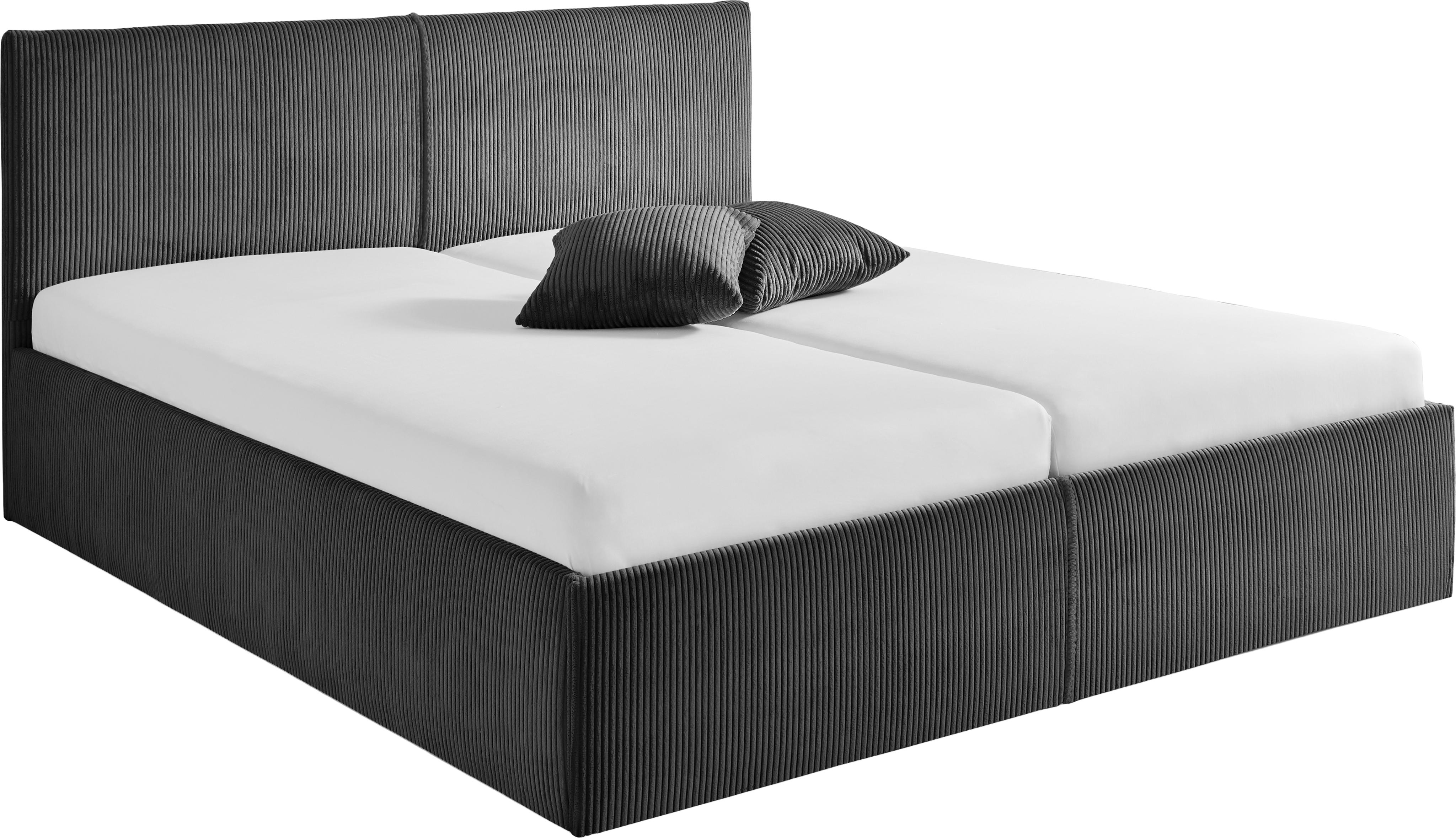 Polsterbett, anthrazit, B:208cm L:210cm, Bezug. Hochwertiger Breitcord, 100% Polyester pflegeleicht, Polsterung: Polsterwatte, Material Gestell: gepolsterter Holzwerkstoff, , WESTFALIA SCHLAFKOMFORT, Betten, Polsterbett