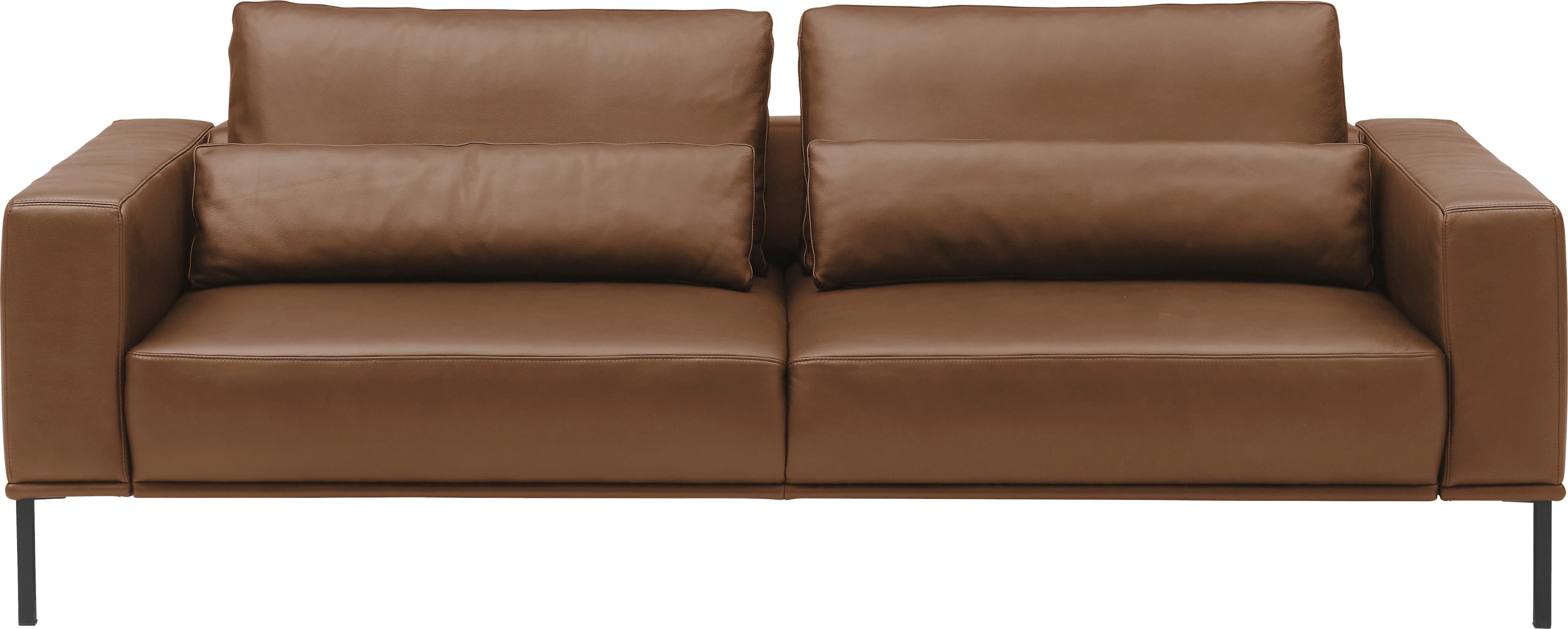 3-Sitzer MUSTERRING "JustBPM100, 242 cm breit, aus hochwertigem Leder", brandy, B:242cm H:88cm T:107cm, 100% Leder, Sofas, 3-Sitzer, XL-Sofa, wahlweise mit Nierenkissen und mot. Sitzauszug, Fuß schwarz