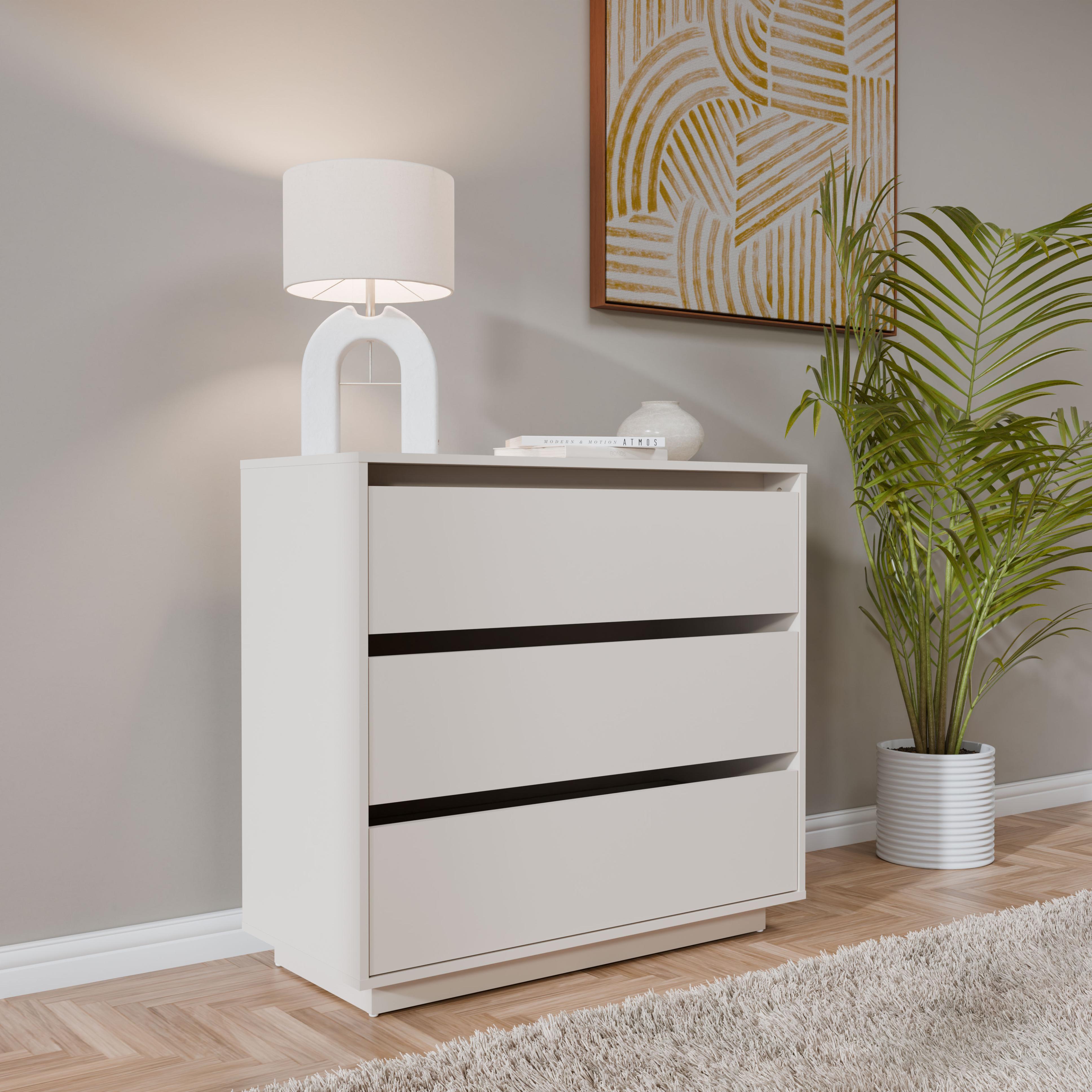 Kommode FORTE "Tahoe Kommode, 3 Schubkästen, grifflos, Stauraum", sand, B:93,5cm H:86,7cm T:41,4cm, Spanplatte, Sideboards, Kommode, B/H/T 93,5/86,7/41,4 cm viel Stauraum