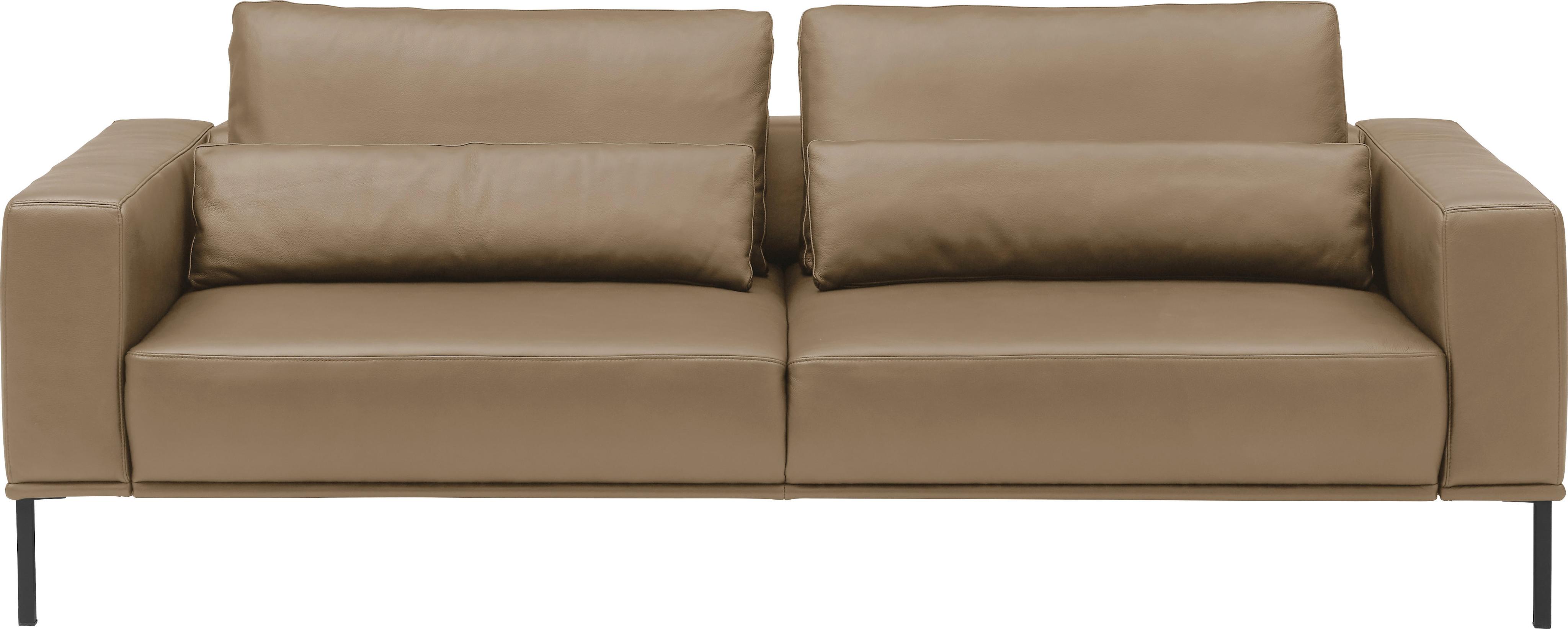 3-Sitzer MUSTERRING "JustBPM100, 242 cm breit, aus hochwertigem Leder", macchiato, B:242cm H:88cm T:107cm, 100% Leder, Sofas, 3-Sitzer, XL-Sofa, wahlweise mit Nierenkissen und mot. Sitzauszug, Fuß schwarz