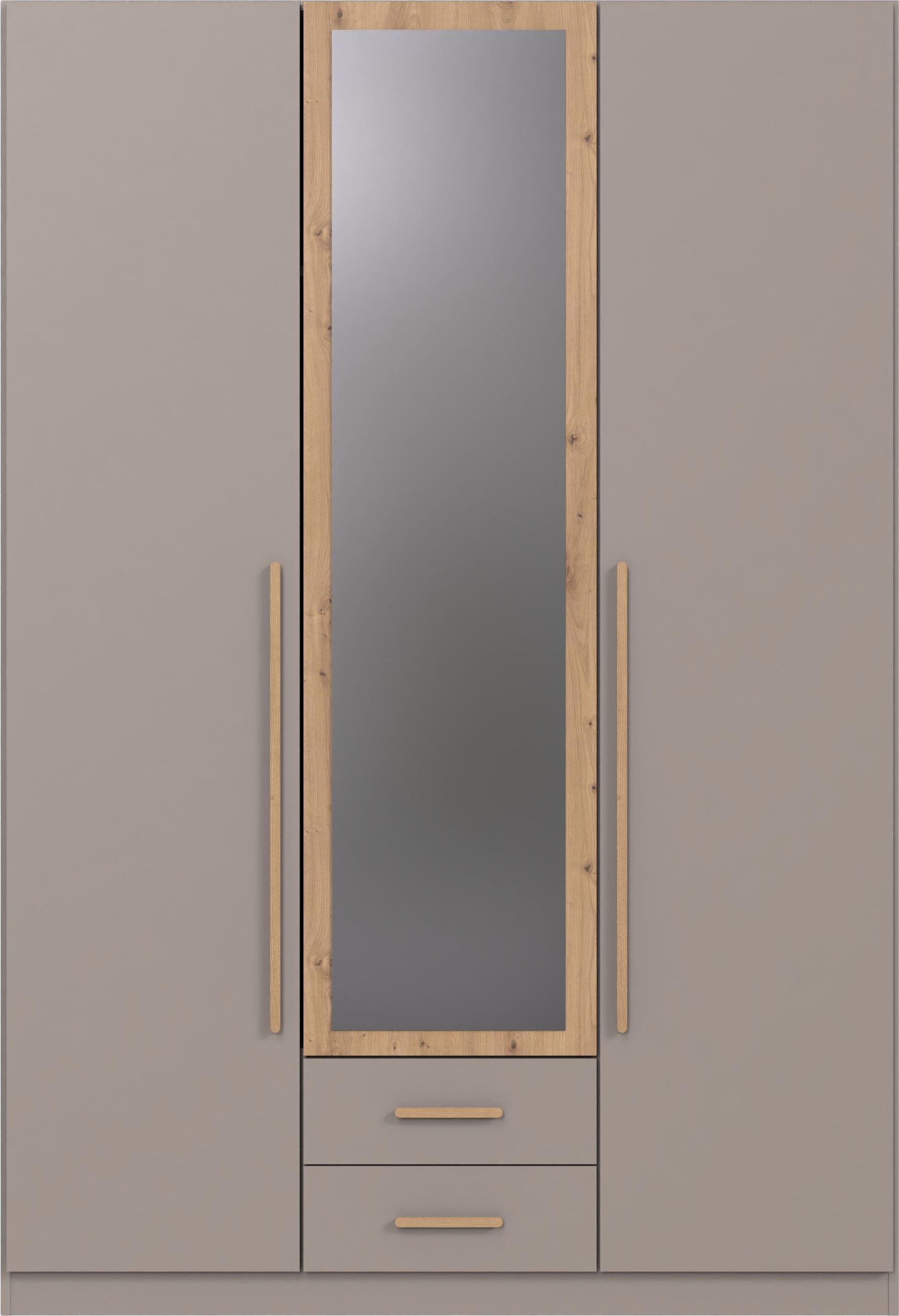 Kleiderschrank Wimex "Marburg ErhäLtlich In Den Breiten 135Cm & 180Cm", Saharagrau, Abgesetzt Artisan Eiche Nachbildung, B:135Cm H:199Cm T:58Cm, Holzwerkstoff, SchräNke, Kleiderschrank, Inkl. Spiegel Und Zwei Schubladen
