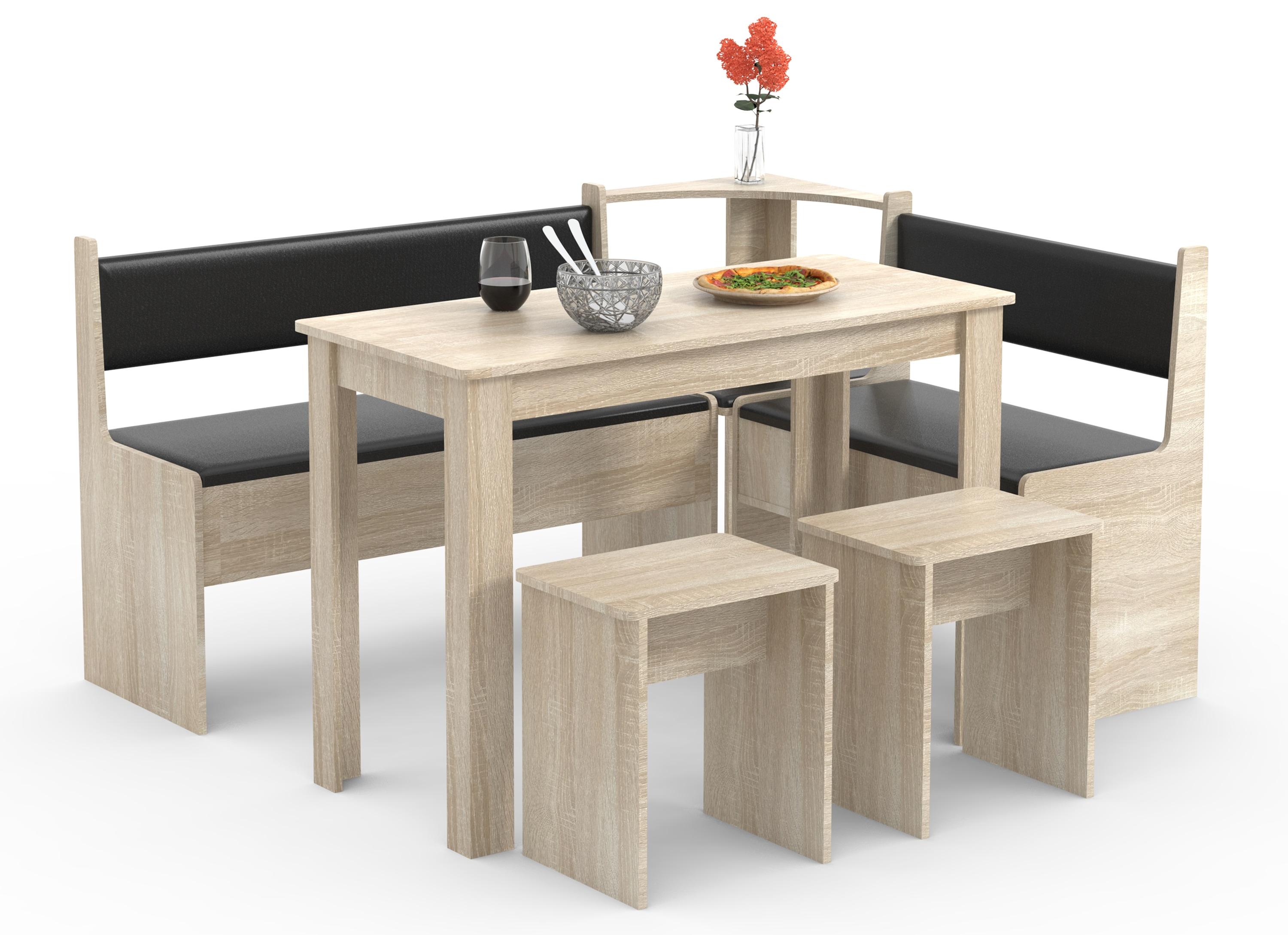 Essgruppe VCM "Eckbankgruppe Sitzgruppe Esal Maxi", braun (sonoma, eiche), B:150cm T:153cm, Obermaterial: 100% Holz Wood., Sitzmöbel-Sets, Essgruppe