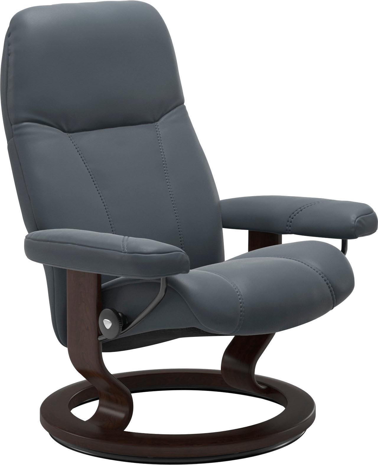 Relaxsessel STRESSLESS "Consul", blau (atlantic blau batick), B:72cm H:94cm T:70cm, Leder BATICK: BATICK ist ein leicht korrigiertes, durchgefärbtes und genarbtes Möbelleder, bei dem die meisten Unebenheiten und Spuren in der Regel entfernt wurden.;Leder PALOMA: PALOMA ist ein durchgefärbtes Semianilin-Möbelleder mit natürlicher Narbung.;ROHLEDER Stoff Q2 FARON: Ein fester zuverlässiger Bouclé mit