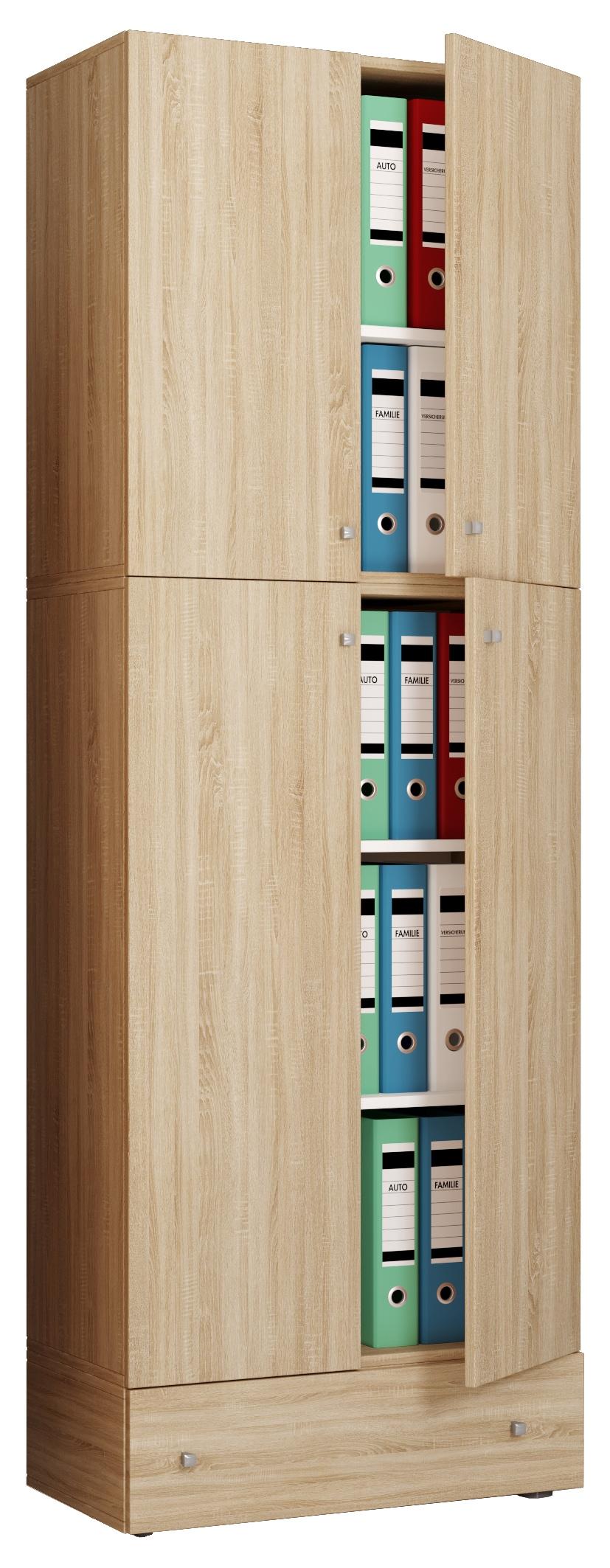 Aktenschrank VCM "XXL Büroschrank Aktenschrank Schrank Lona 5fach S", braun (sonoma, eiche), B:70cm T:39cm, Obermaterial: 100% Holz Wood., Schränke, Aktenschrank