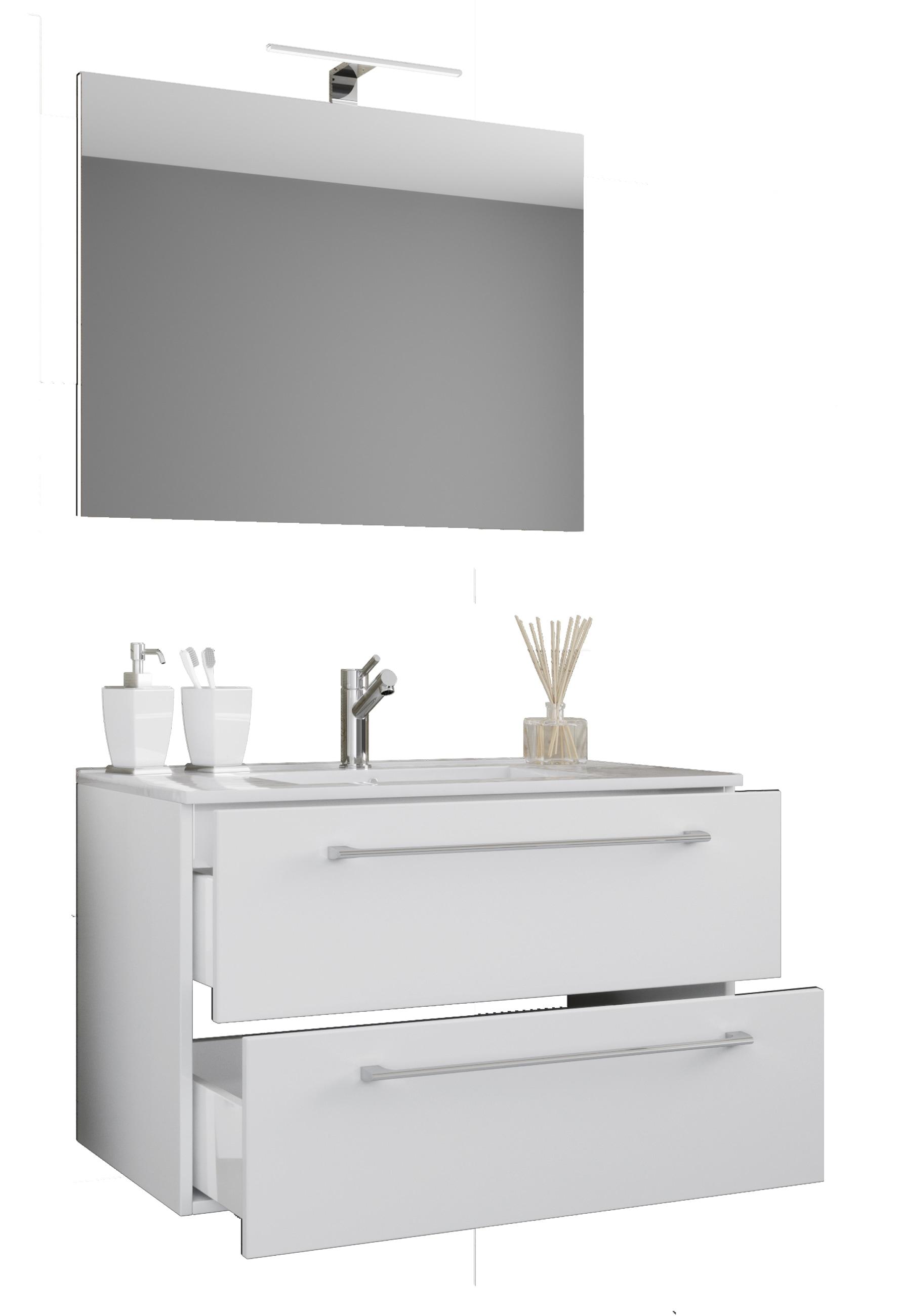 Waschtisch VCM "3-tlg. Waschplatz Waschtisch Badinos Schublade SP", weiß, B:60cm T:46cm, Waschtische, Waschtisch