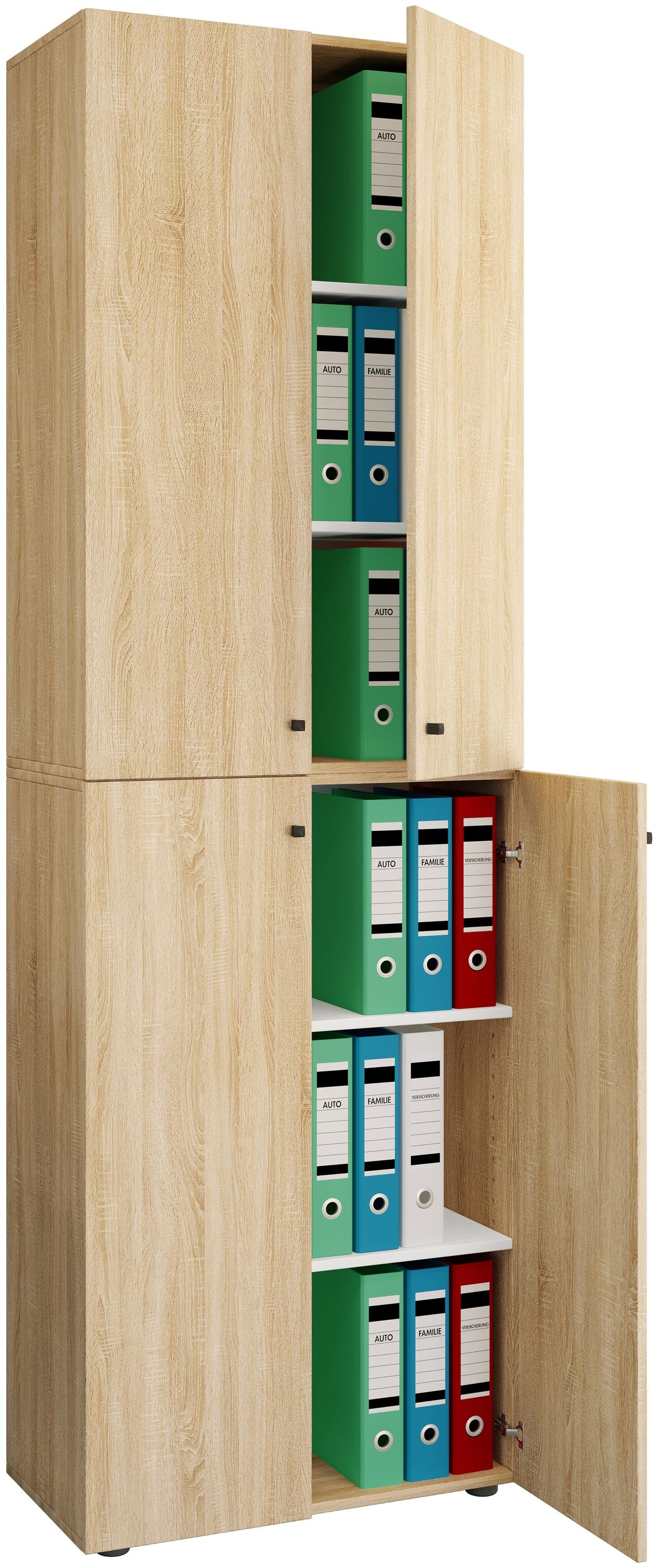 Aktenschrank VCM "Büroschrank Bücher Ordner Aktenschrank Lona 6fach", braun (sonoma, eiche), B:70cm T:40cm, Obermaterial: 100% Holz Wood., Schränke, Aktenschrank