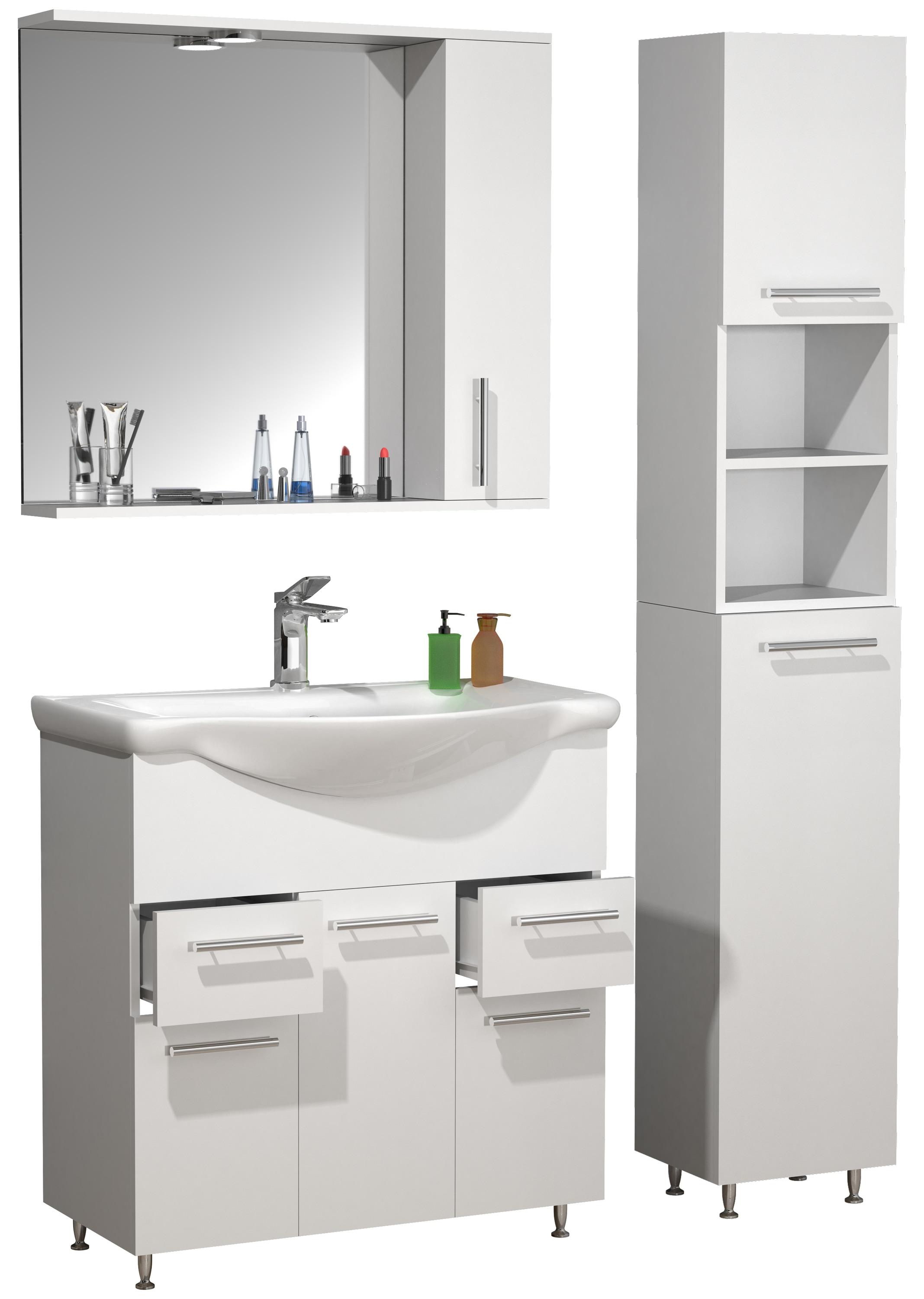 Waschtisch VCM "4-tlg. Waschplatz Waschtisch Schubladen Lisalo XL", weiß, B:105cm T:45cm, Schränke, Waschtisch