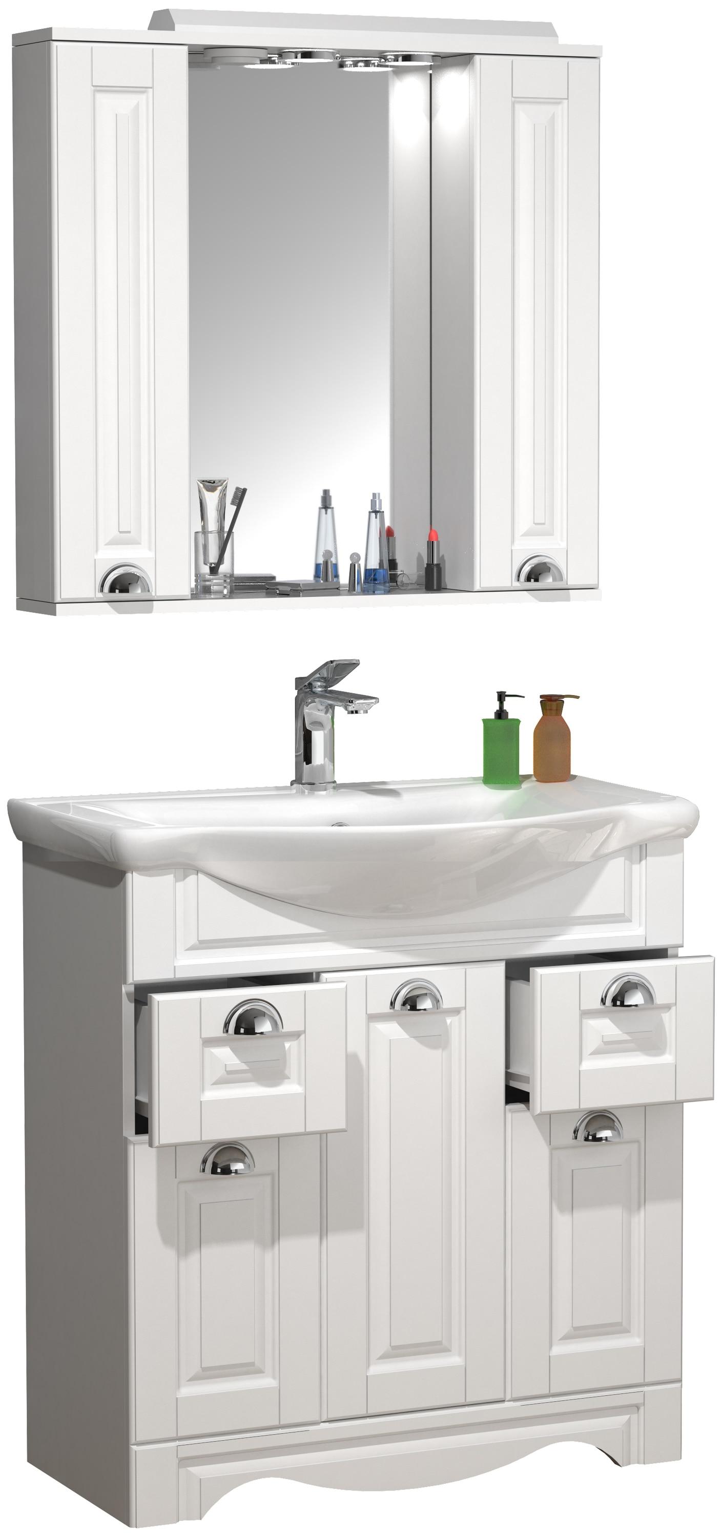 Waschtisch VCM "3-tlg. Waschplatz Waschtisch Casalo XL Landhaus", weiß, B:75cm T:45cm, Schränke, Waschtisch