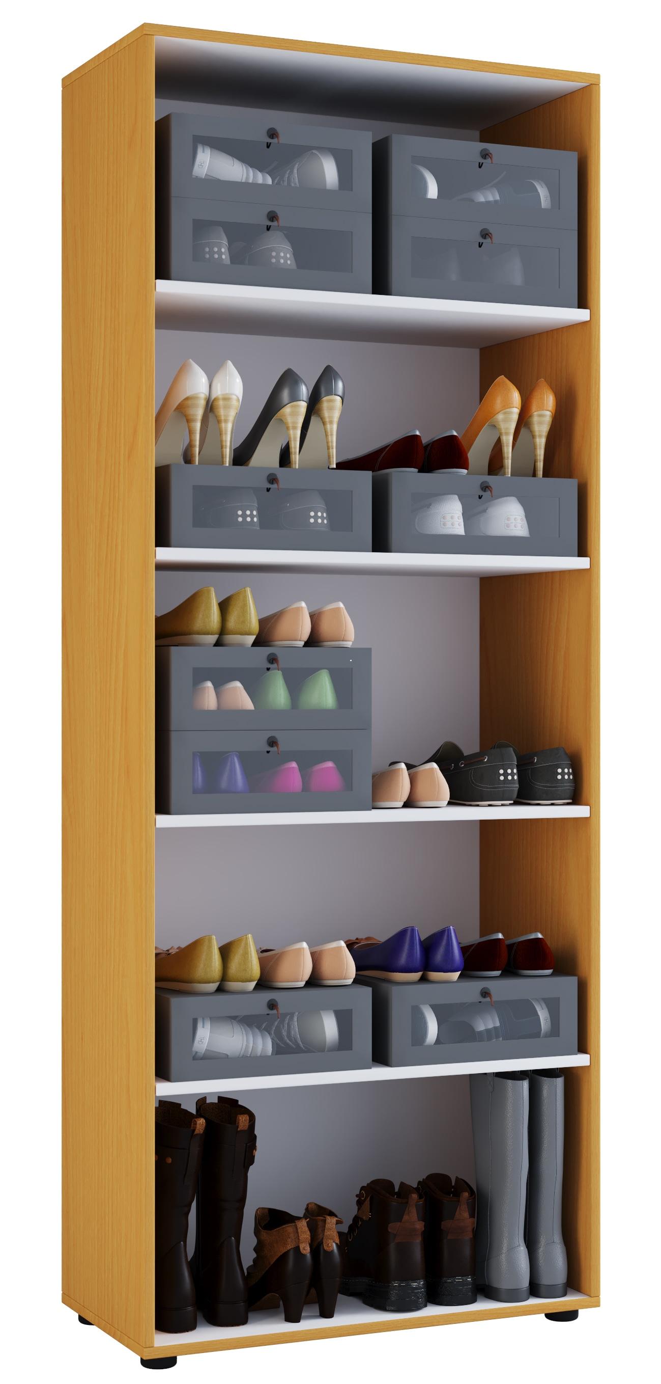 Schuhregal VCM "Holz Kleiderschrank Schuhschrank Vandol", braun (buche), B:70cm T:40cm, Schränke, Schuhregal