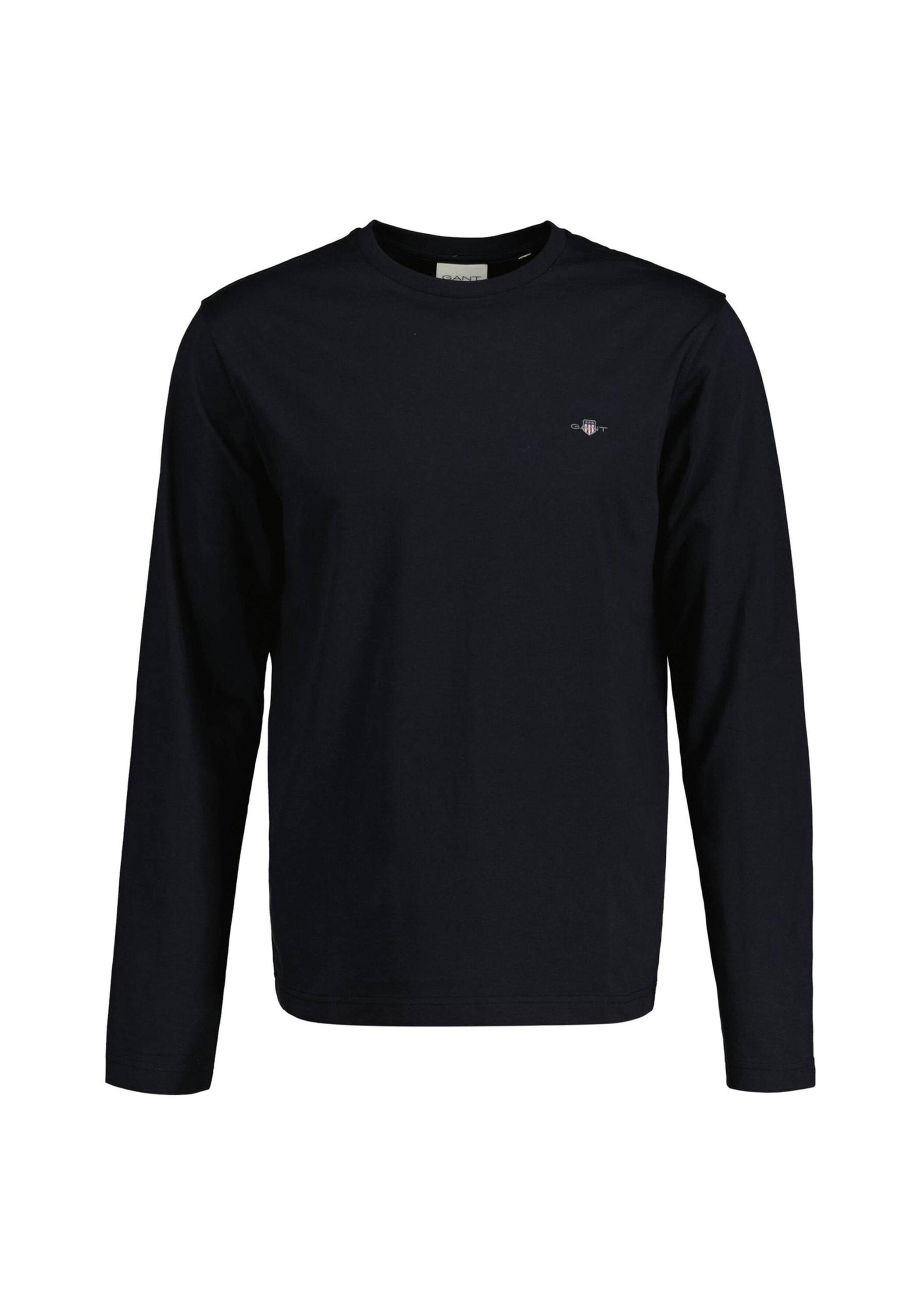 Longsleeve GANT "Longsleeve REGULAR SHIELD LONG SLEEVE 1er Pack", Herren, Gr. S, schwarz, Obermaterial: 100% Baumwolle CO., Shirts Longsleeve