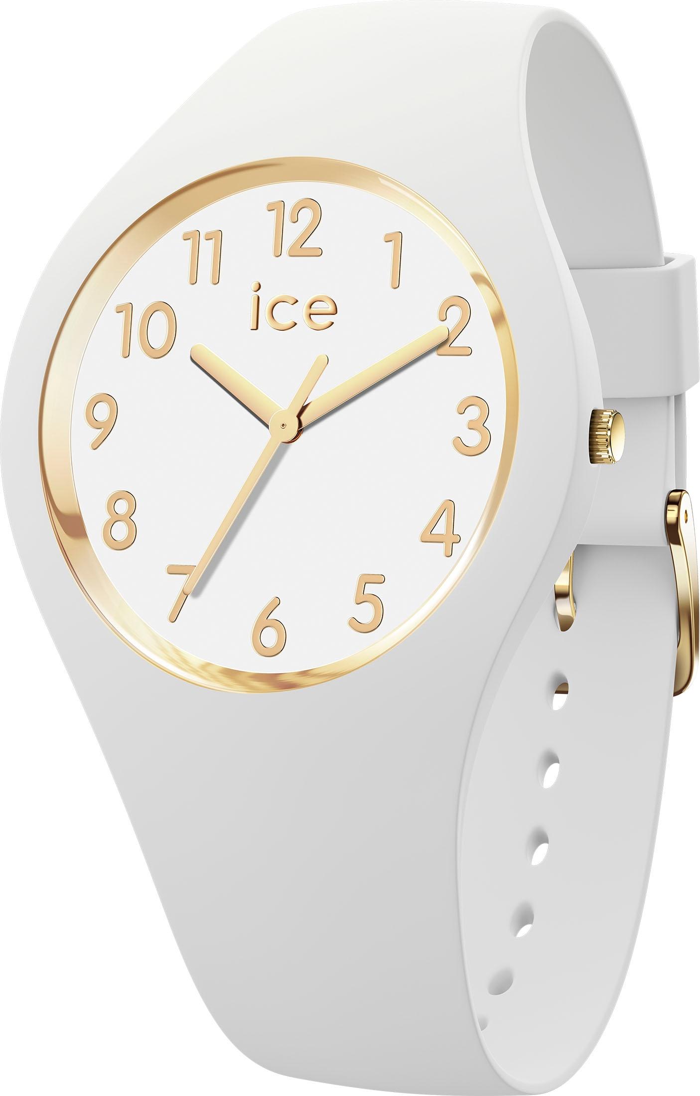 Quarzuhr ICE-WATCH "ICE glam - Small - 3H", weiß, Armbanduhren, Damen, Quarzuhr, Armbanduhr, Damenuhr, Silikonarmband, bis 10 bar wasserdicht