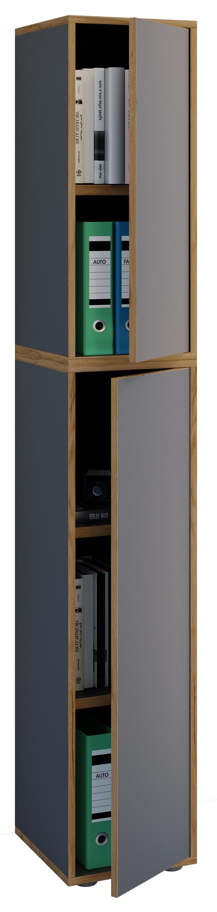 Aktenschrank VCM "Büroschrank Aktenschrank Sideboard Salia 5fach", schwarz (anthrazit), B:30cm T:33cm, Obermaterial: 100% Holz Wood., Schränke, Aktenschrank