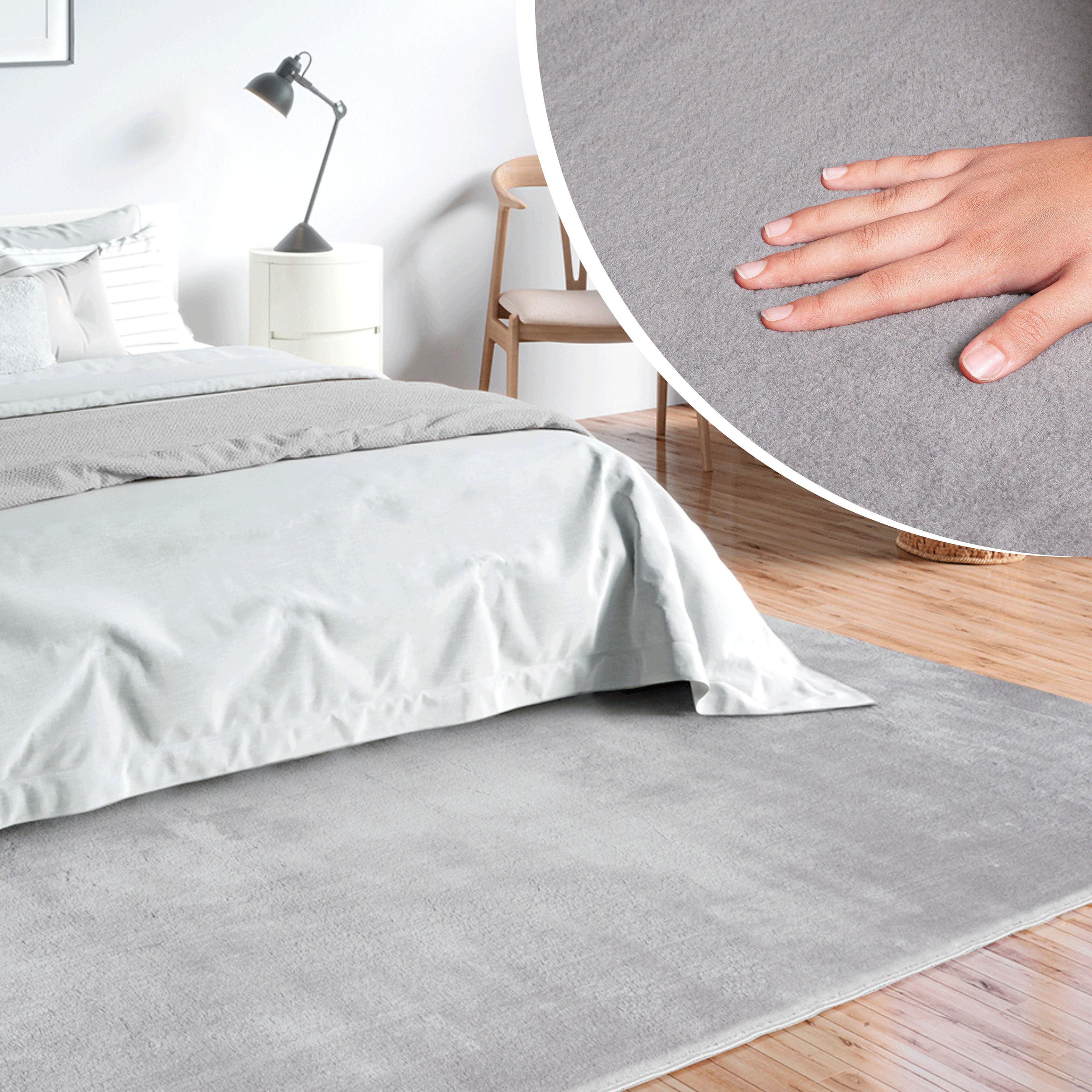 Teppich Merinos "Loft 37, Kunstfellteppich", Grau, B:240Cm H:16Mm L:340Cm, Polyester, Teppiche, Teppich, Weich Und Kuschelig, Fell Haptik, Anti-Rutsch-Unterseite