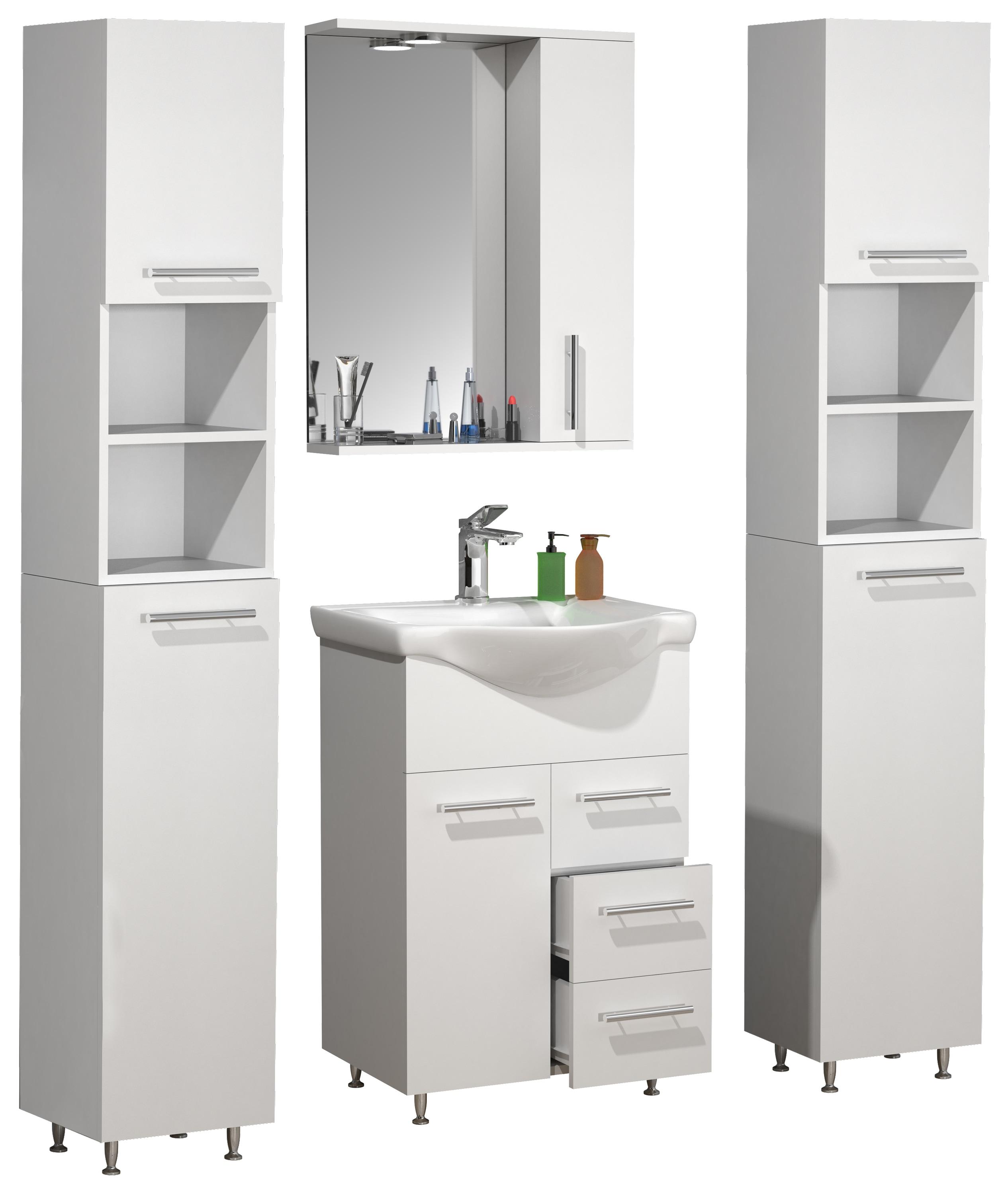 Waschtisch VCM "5-tlg. Waschplatz Waschtisch Drehtüren Lisalo L", weiß, B:115cm T:45cm, Schränke, Waschtisch