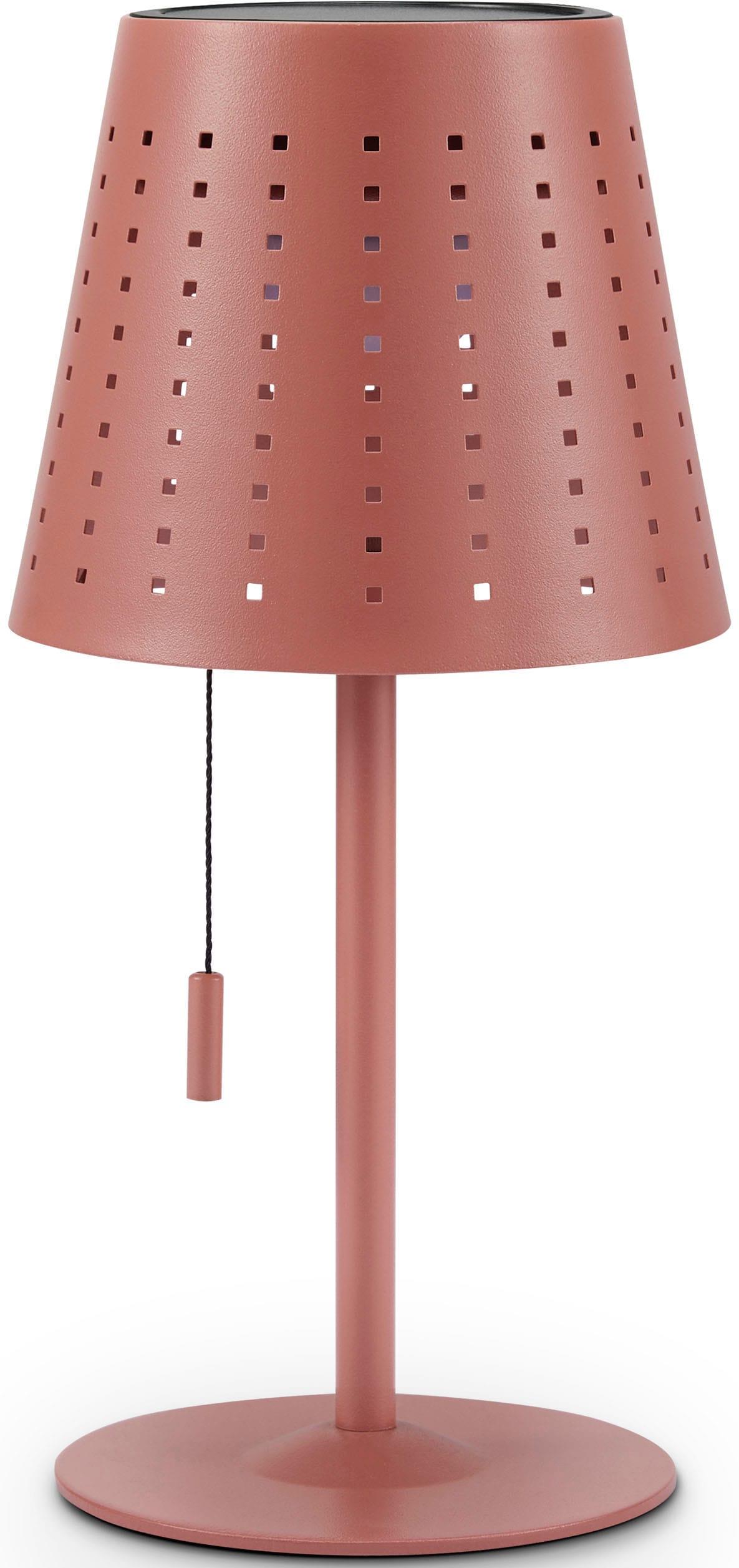 PACO HOME Tischleuchte "LARA", rot, Ø 14cm H: 30cm, Leuchten, Outdoor LED Akku Metall Aufladbar Zugschalter Kabellos, Tischleuchte