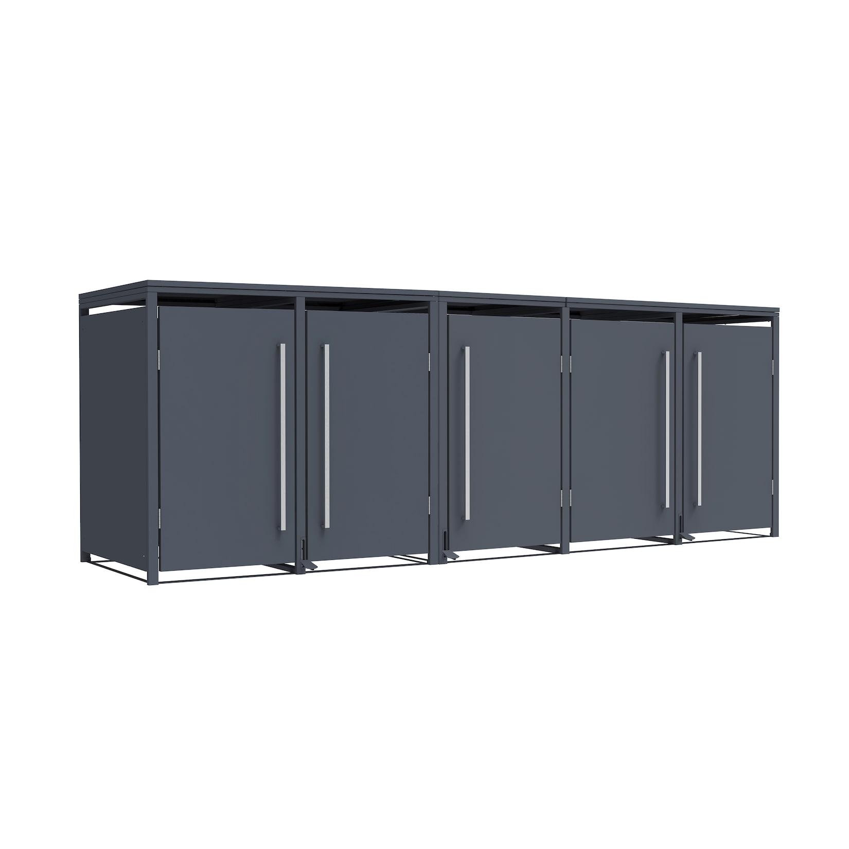 Westmann Mülltonnenbox Pedura 5 5x 240L mit Fußpedal Anthrazit 80x331x116cm