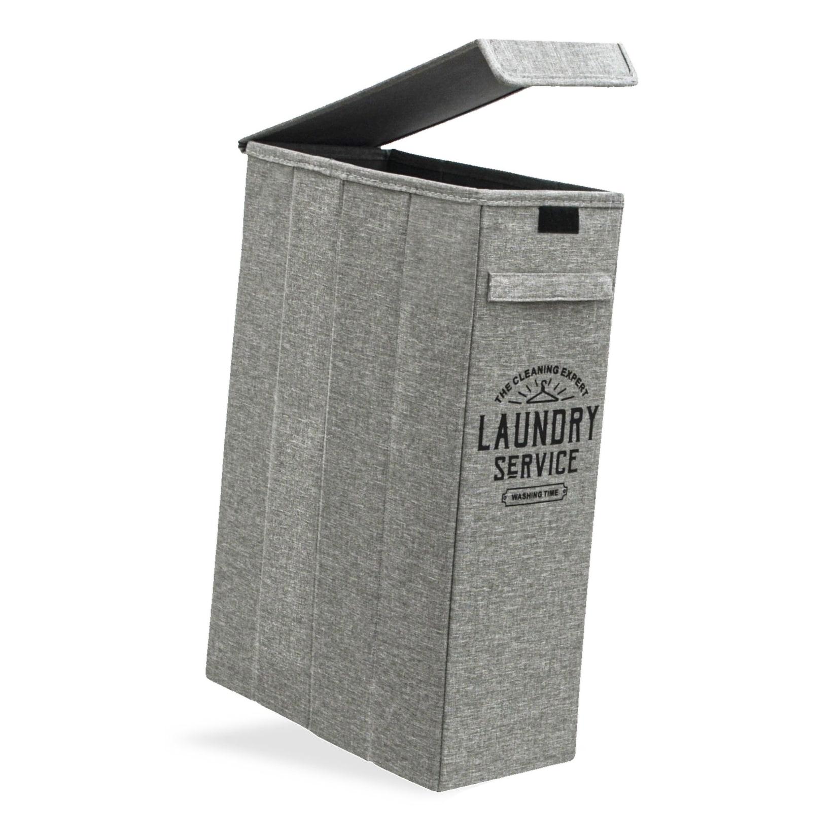 DuneDesign 50L Wäschekorb mit Deckel - 20x40x60 Wäschesammler Schmal - Wäsche Nischenregal