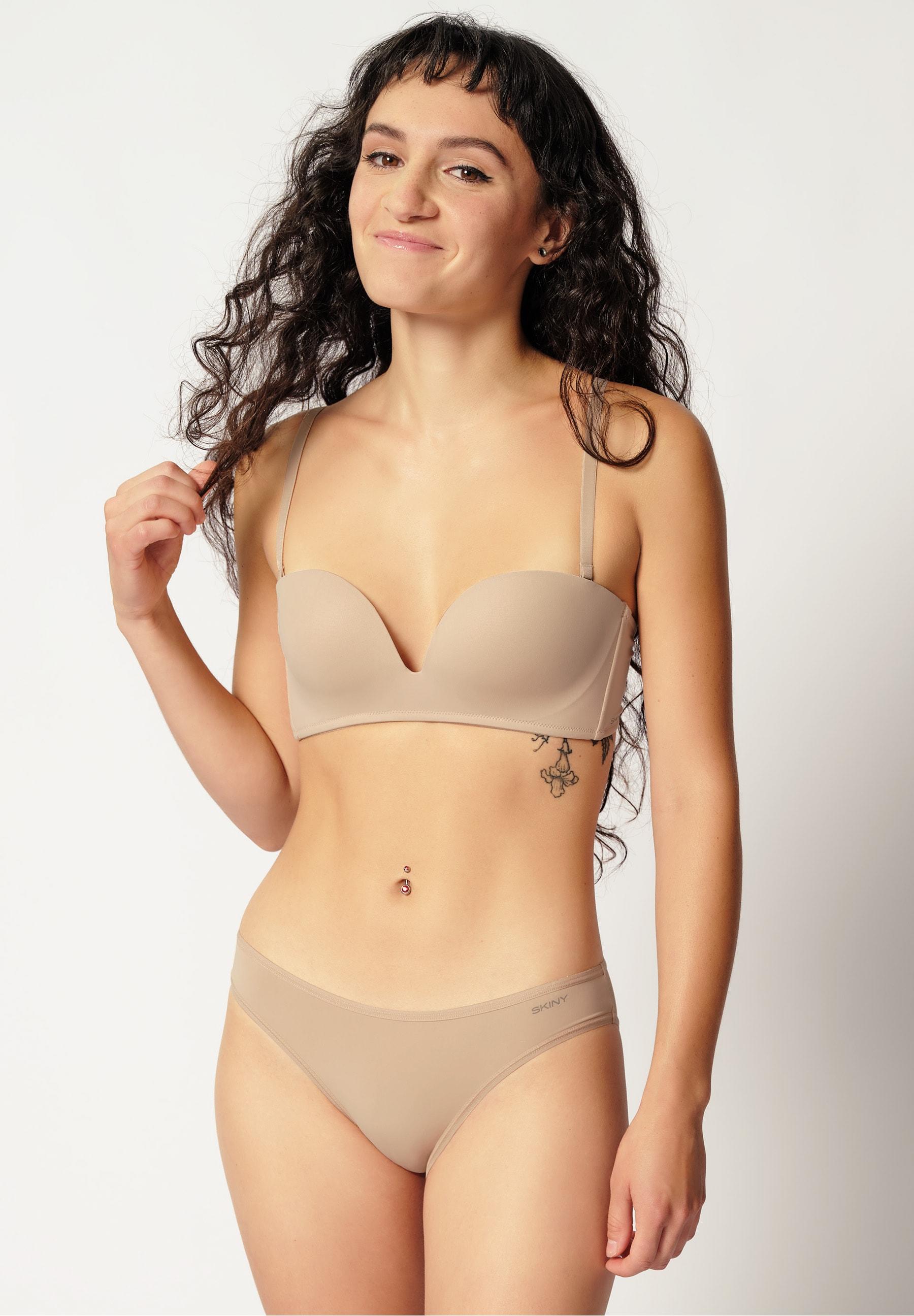 Bandeau-BH SKINY "Advantage Micro", Damen, Gr. 80, Cup A, beige, Microtouch, Obermaterial: 90% Polyamid, 10% Elasthan, BHs Bandeau-BH, mit abnehmbaren Trägern