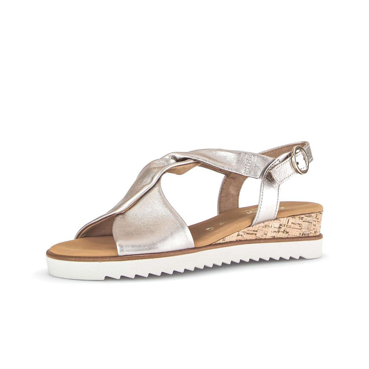 Keilsandalette Gabor "Keilsandalette", Damen, Gr. 41, Silber (Gold), Schuhe