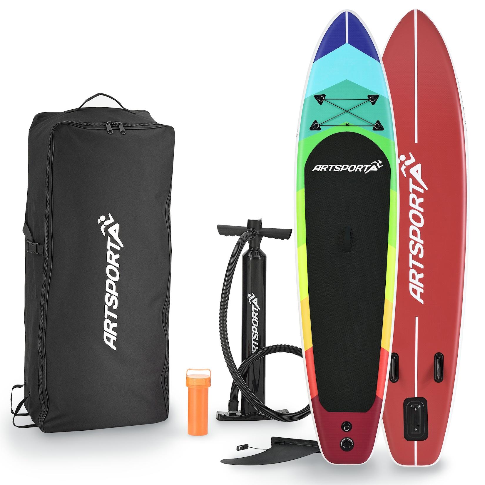 ArtSport Stand Up Paddle Board Retro Love – Aufblasbares SUP Board Set bis 150 kg - Rot-Bunt