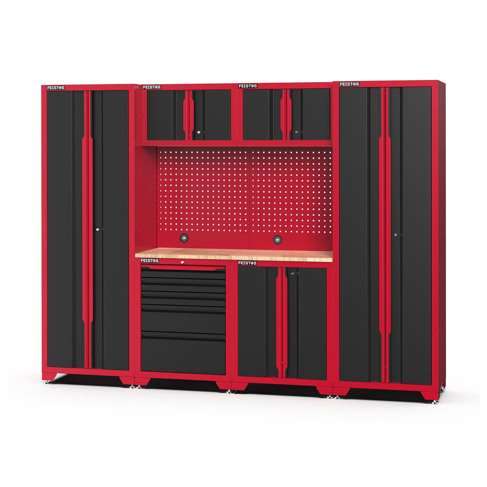 SONSTIGE Feistos FEISTOS Werkstatteinrichtung Novo 2 Metall Werkstattschrank schwarz & rot 45,7x264x198cm