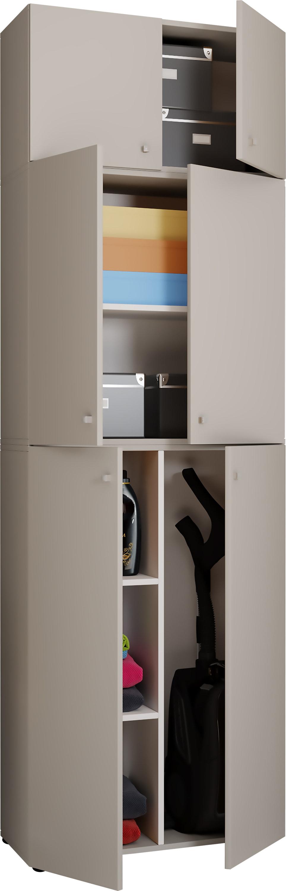Mehrzweckschrank Vcm "Holz Besenschrank Staubsauger Putzschrank Lona A", Grau, B:70Cm T:39Cm, Obermaterial: 100% Holz Wood., SchräNke, Mehrzweckschrank