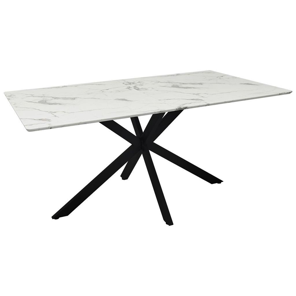 Mid.you Esstisch , Schwarz, Weiss , Metall, Holzwerkstoff , rechteckig , Flachrohr , 90x76x160 cm , Bsci , Esszimmer, Esstische, Esstische