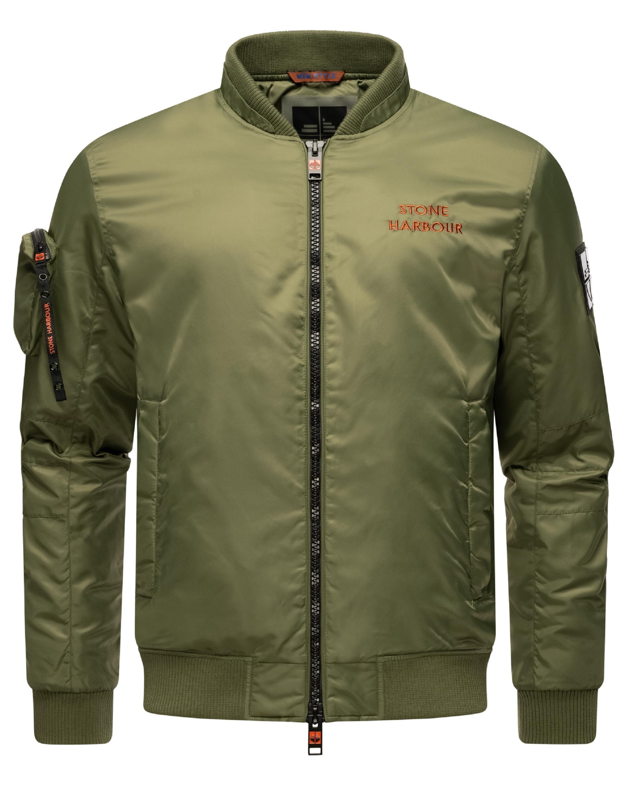 Bomberjacke STONE HARBOUR "Bomberjacke Berkoo", Herren, Gr. L, grün (olive leaf), Obermaterial: 100% Nylon NY. Obermaterial: Futter: 100% Polyester PES. 100% Polyester PES., Jacken Bomberjacke