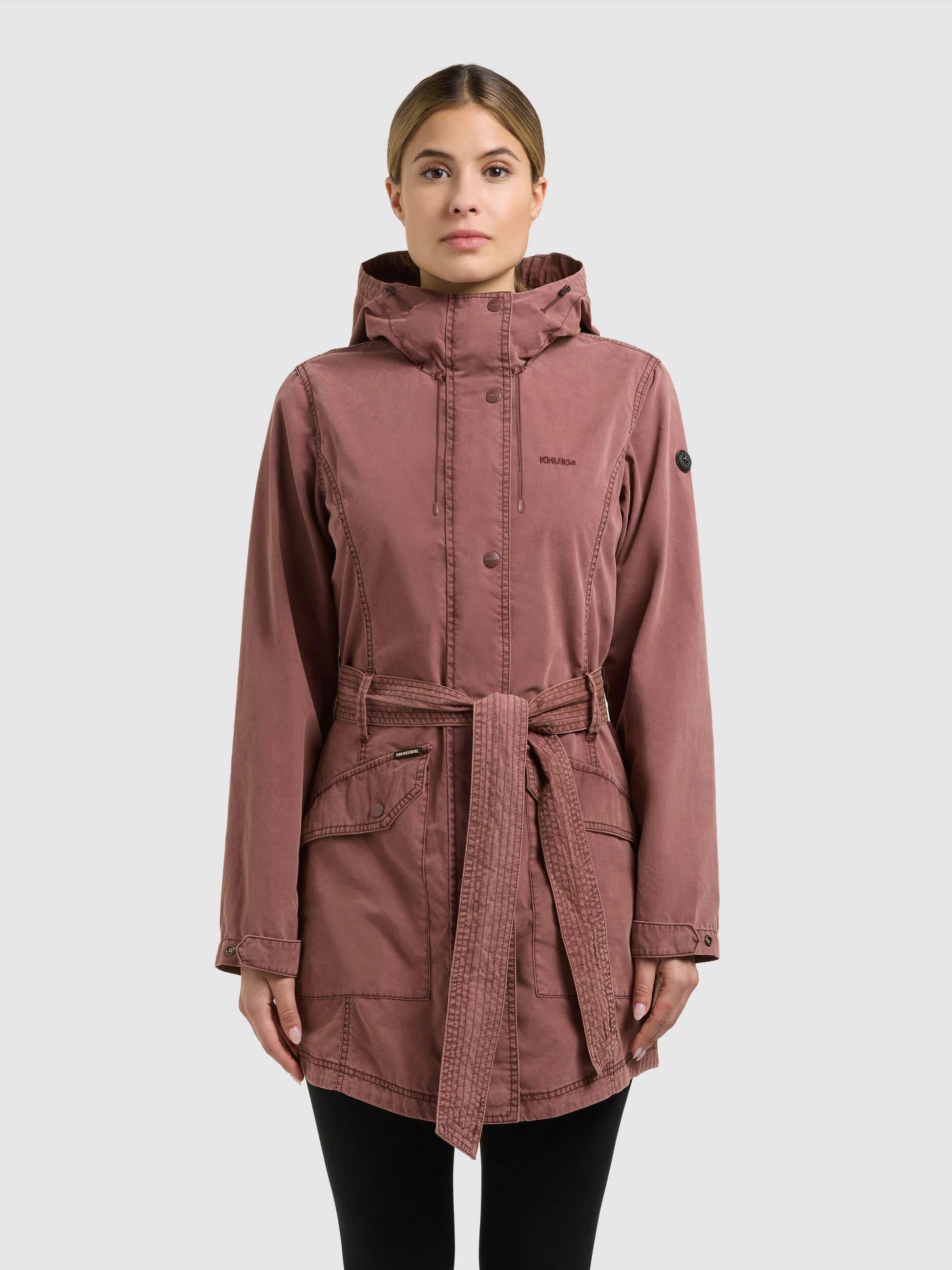 Anorak Khujo "Prea", Damen, Gr. L, Grapeful Rot, Web, 75% Baumwolle, 25% Nylon, Unifarben, Regular Fit HüFtlang, Eingesetzt Mit Druckknopf, Jacken