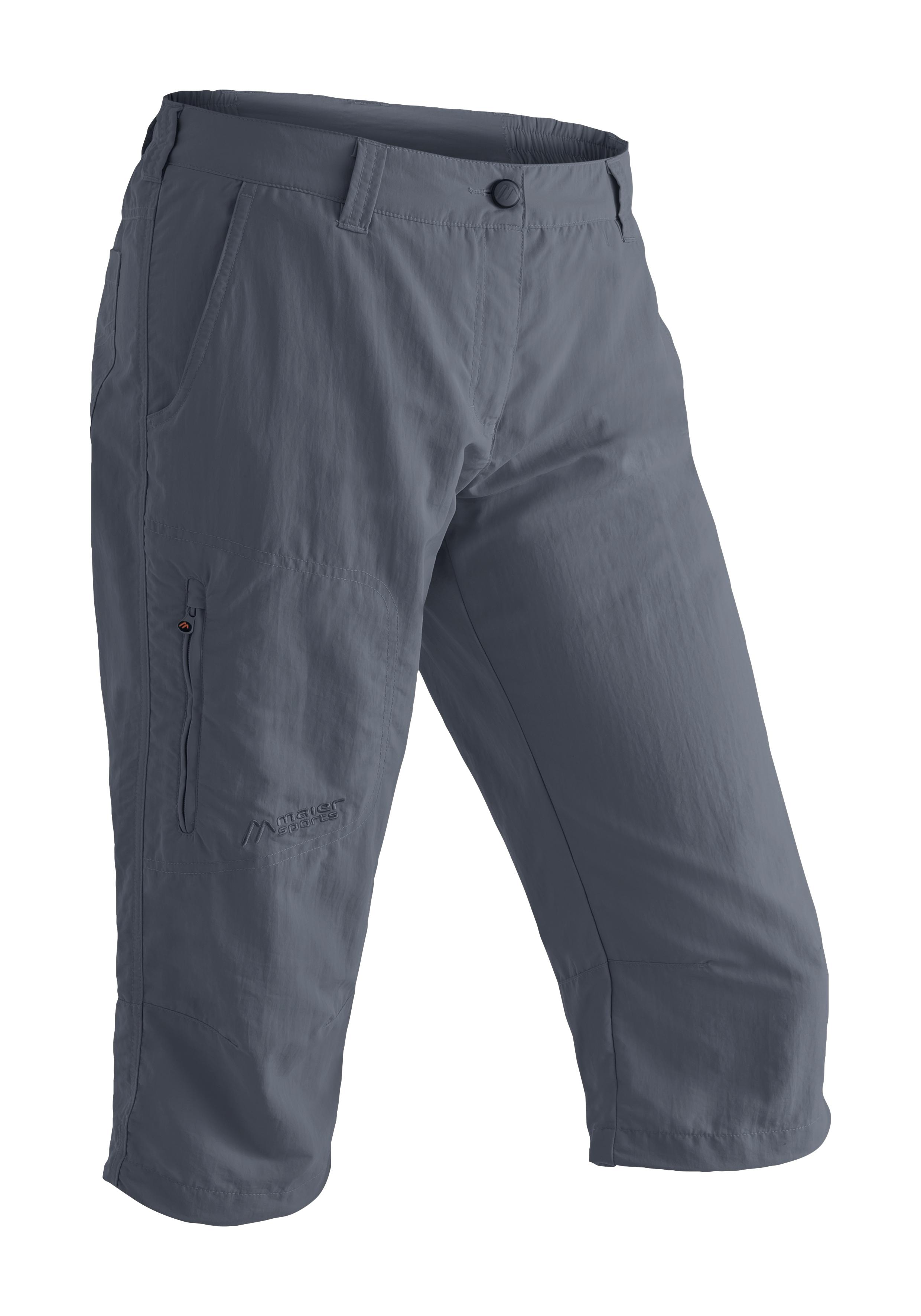 Caprihose MAIER SPORTS "Neckar", Damen, Gr. 46, Normalgrößen, grau, 100% Polyamid, Hosen Caprihose, kurze Hose Damen, luftige Wanderhose, leichte Outdoorhose, Reg Fit