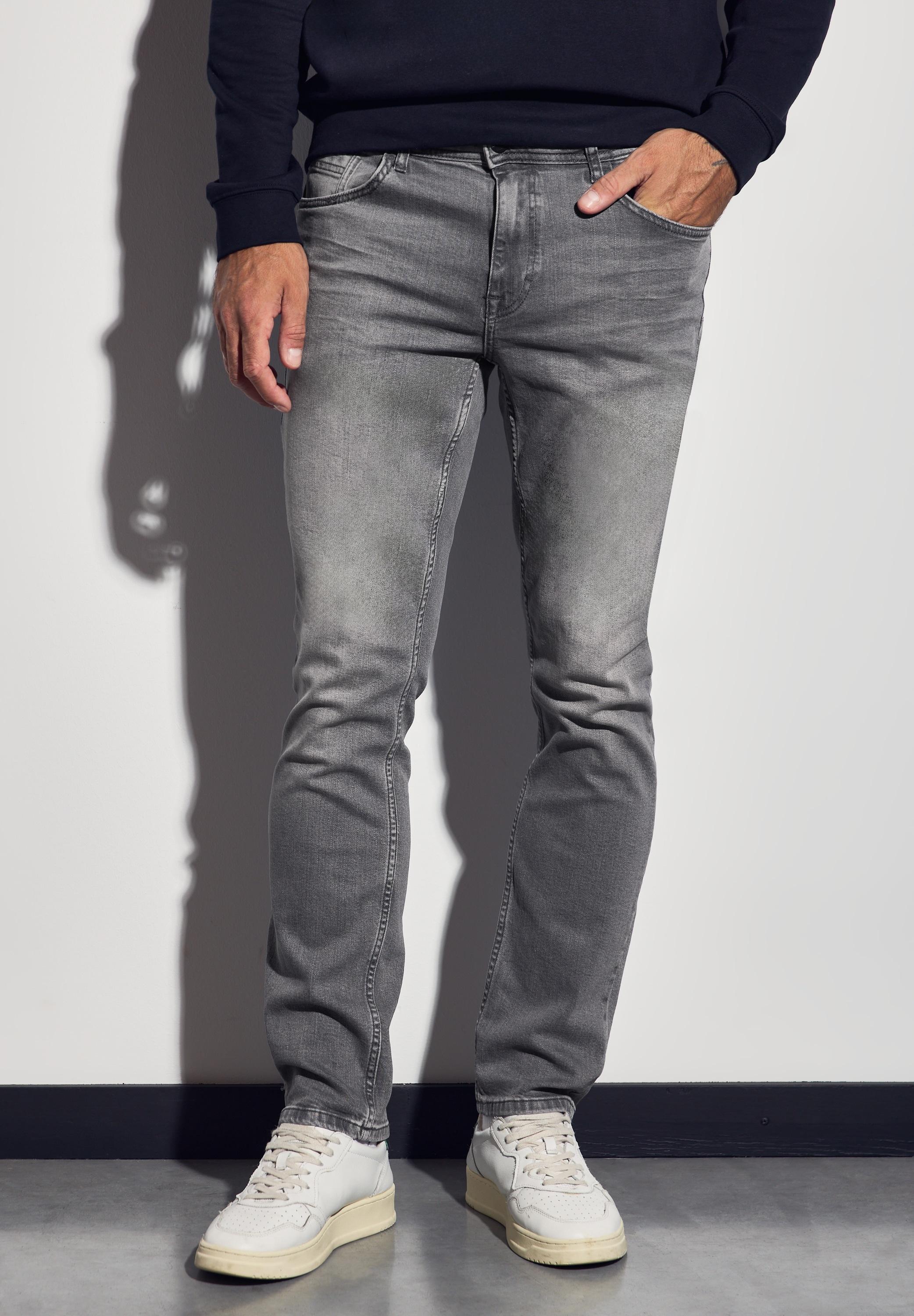 Regular-Fit-Jeans Street One Men, Herren, Gr. 33, LäNge 32, Grau (Mid Grau Wash), Jeans, 98% Baumwolle, 2% Elasthan, Unifarben, Lang, Jeans, Aus Baumwolle Mit Stretchanteil