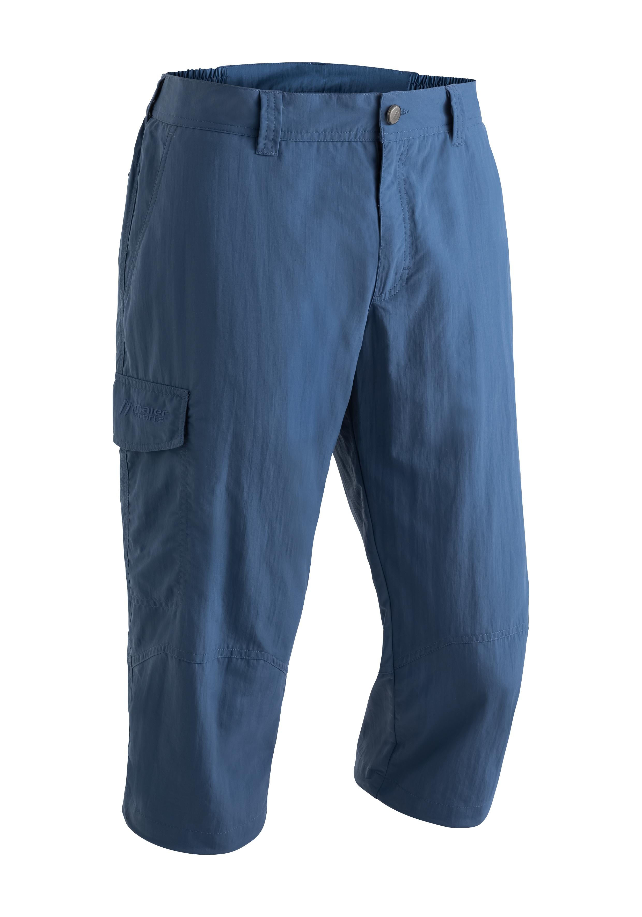 Caprihose MAIER SPORTS "Jens", Herren, Gr. 60, Normalgrößen, blau (jeansblau), 100% Polyamid, Hosen Caprihose, kurze Hose Herren, luftige Wanderhose, leichte Outdoorhose, Reg Fit